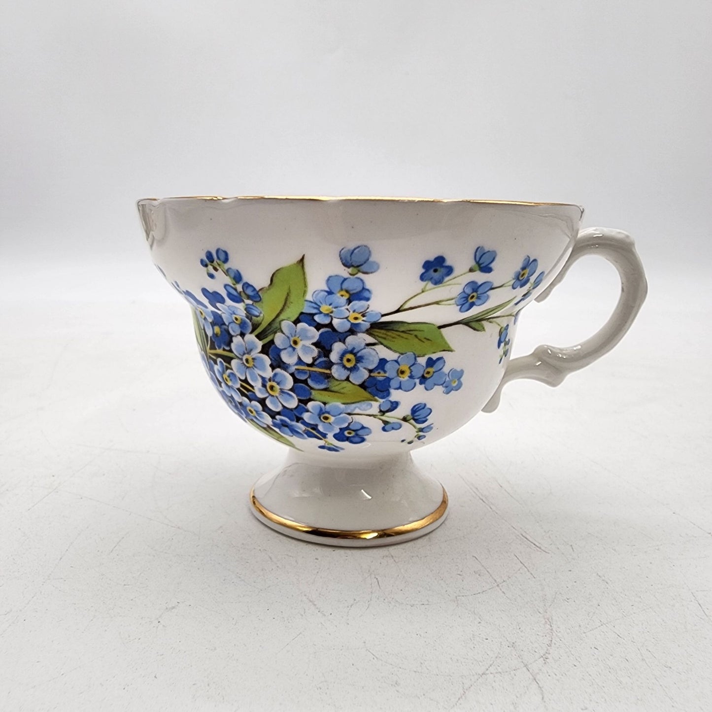 Vintage Rosina Bone China Forget-Me-Not Tea Cup & Saucer Set England
