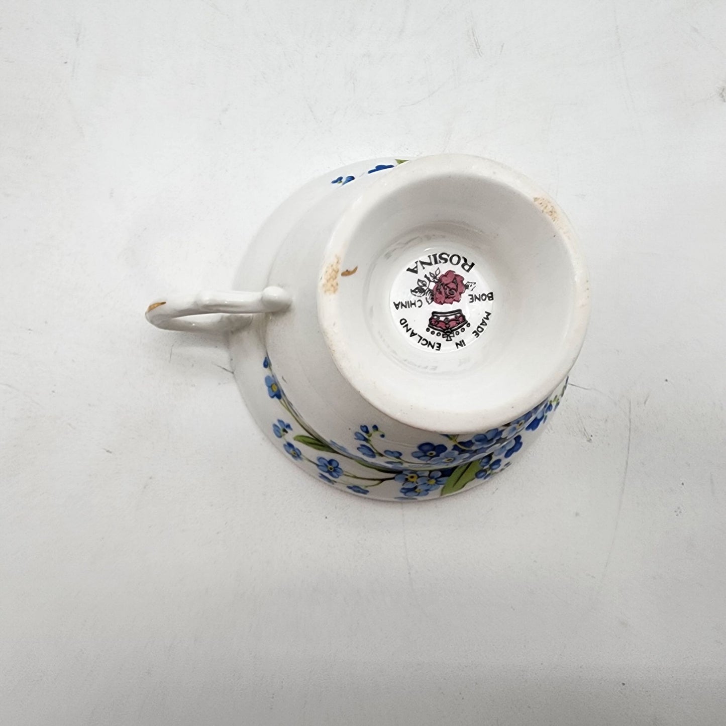 Vintage Rosina Bone China Forget-Me-Not Tea Cup & Saucer Set England