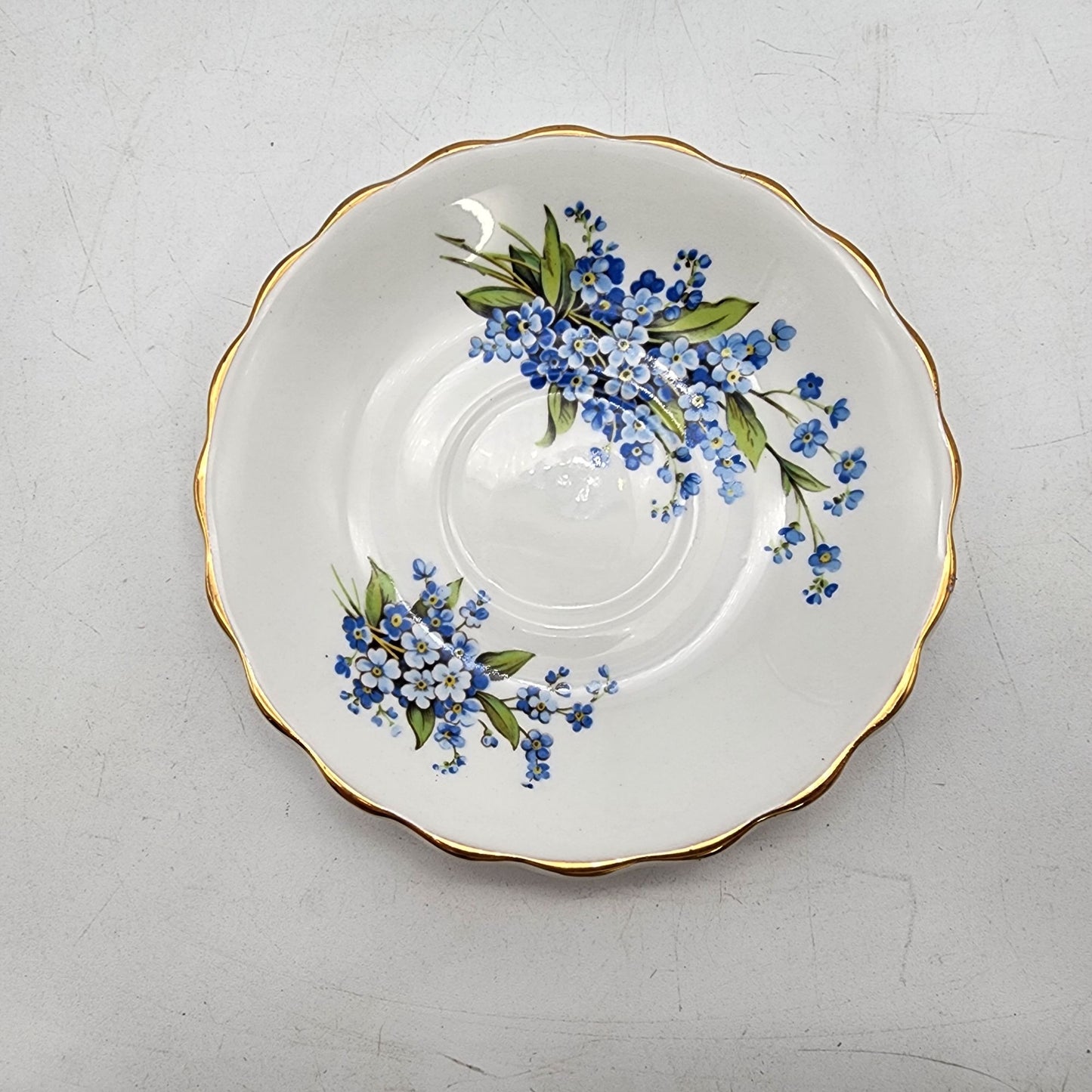 Vintage Rosina Bone China Forget-Me-Not Tea Cup & Saucer Set England
