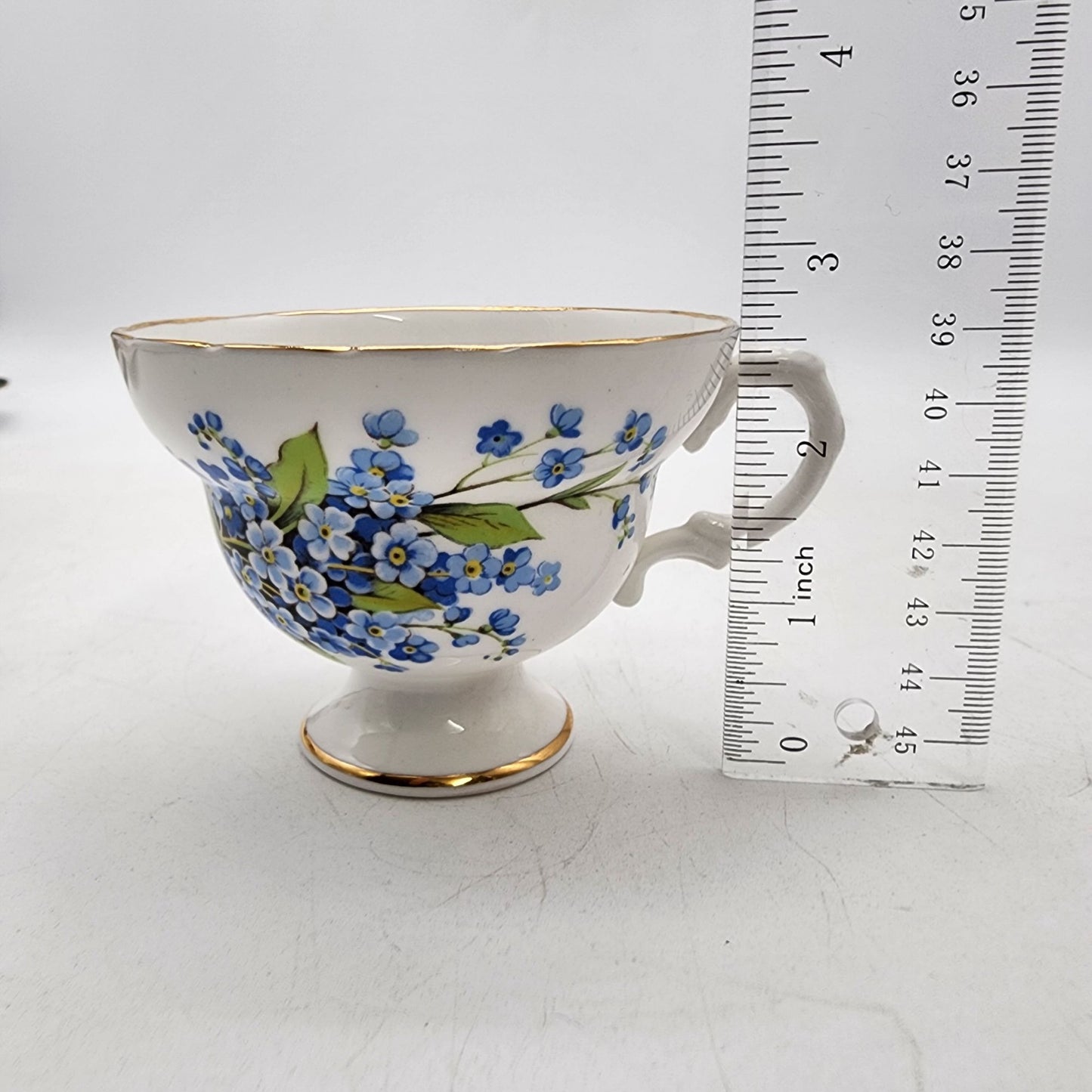 Vintage Rosina Bone China Forget-Me-Not Tea Cup & Saucer Set England