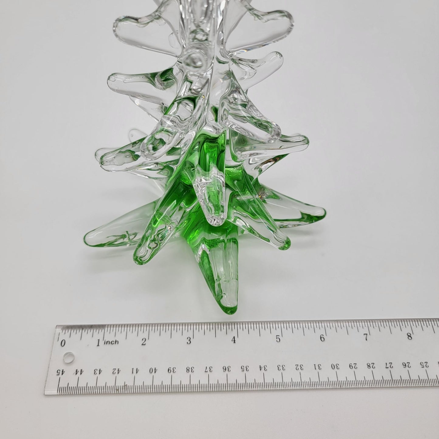 FM Konstglas Ronneby Christmas Tree Glass Sculpture Signed Green & Clear