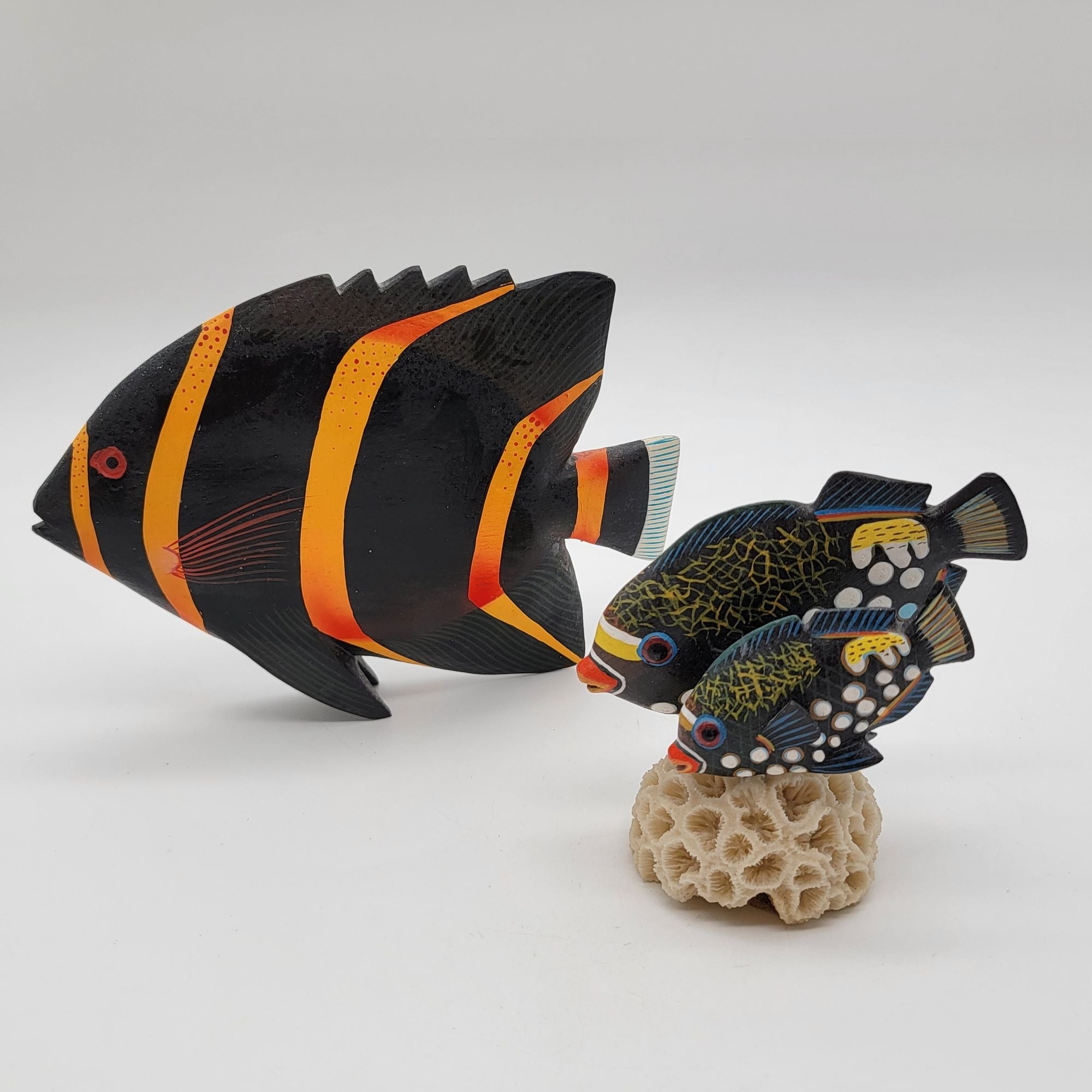 Pair of Clown TriggerFish on Coral & French Angelfish Figurines – Niche ...
