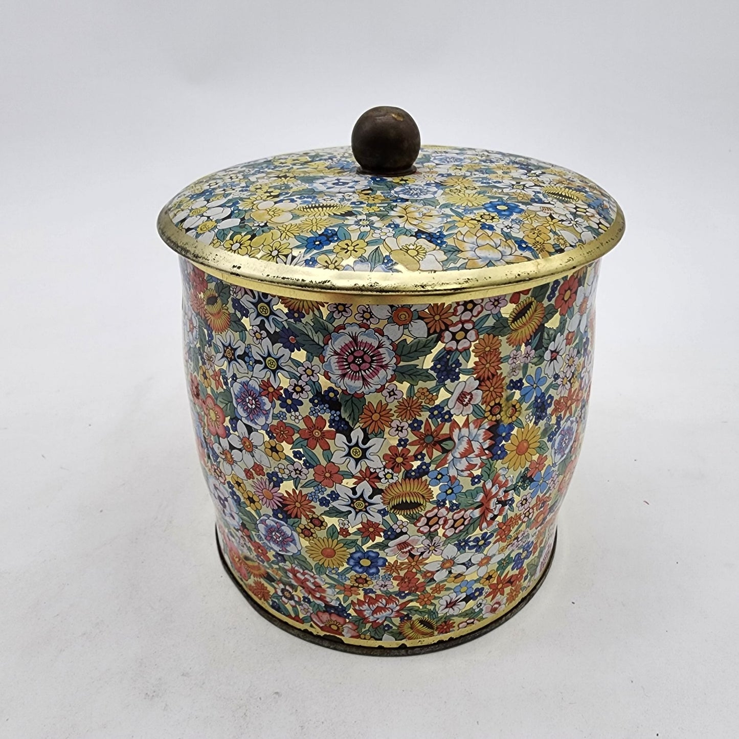 Vintage Floral Tin Canister Made In England