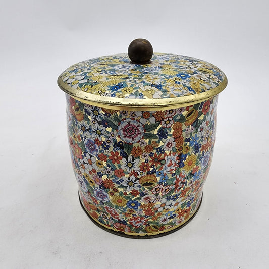 Vintage Floral Tin Canister Made In England
