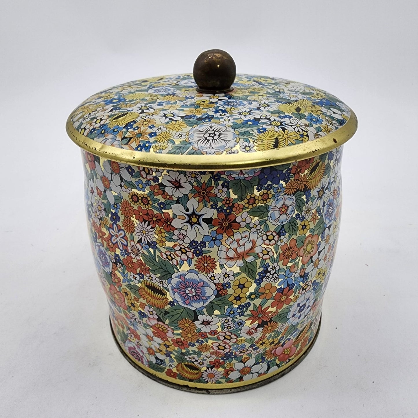 Vintage Floral Tin Canister Made In England