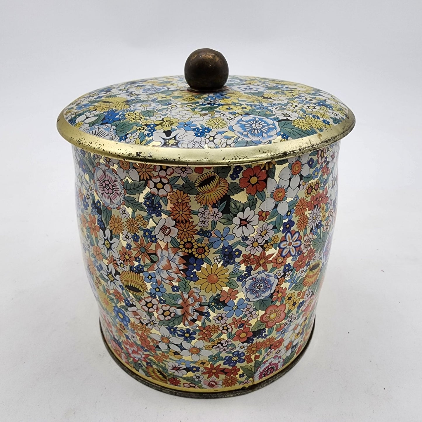 Vintage Floral Tin Canister Made In England
