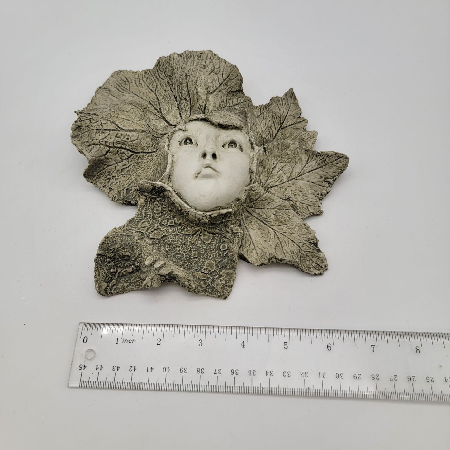 Handcrafted Leaf Forest Fairy Face Wall Art Sculpture