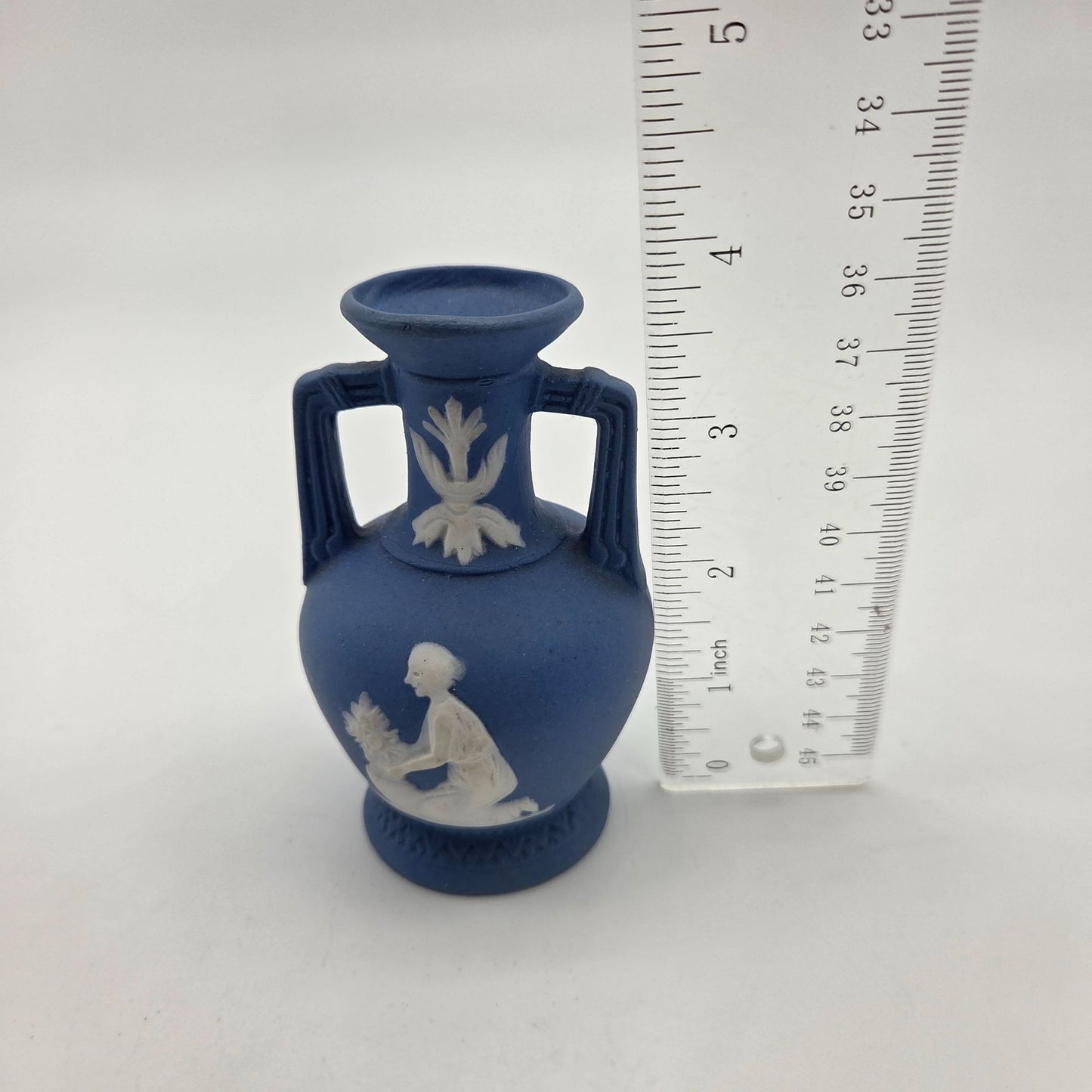 Vintage Blue Jasperware Miniature Bud Vase Hellenic Maiden
