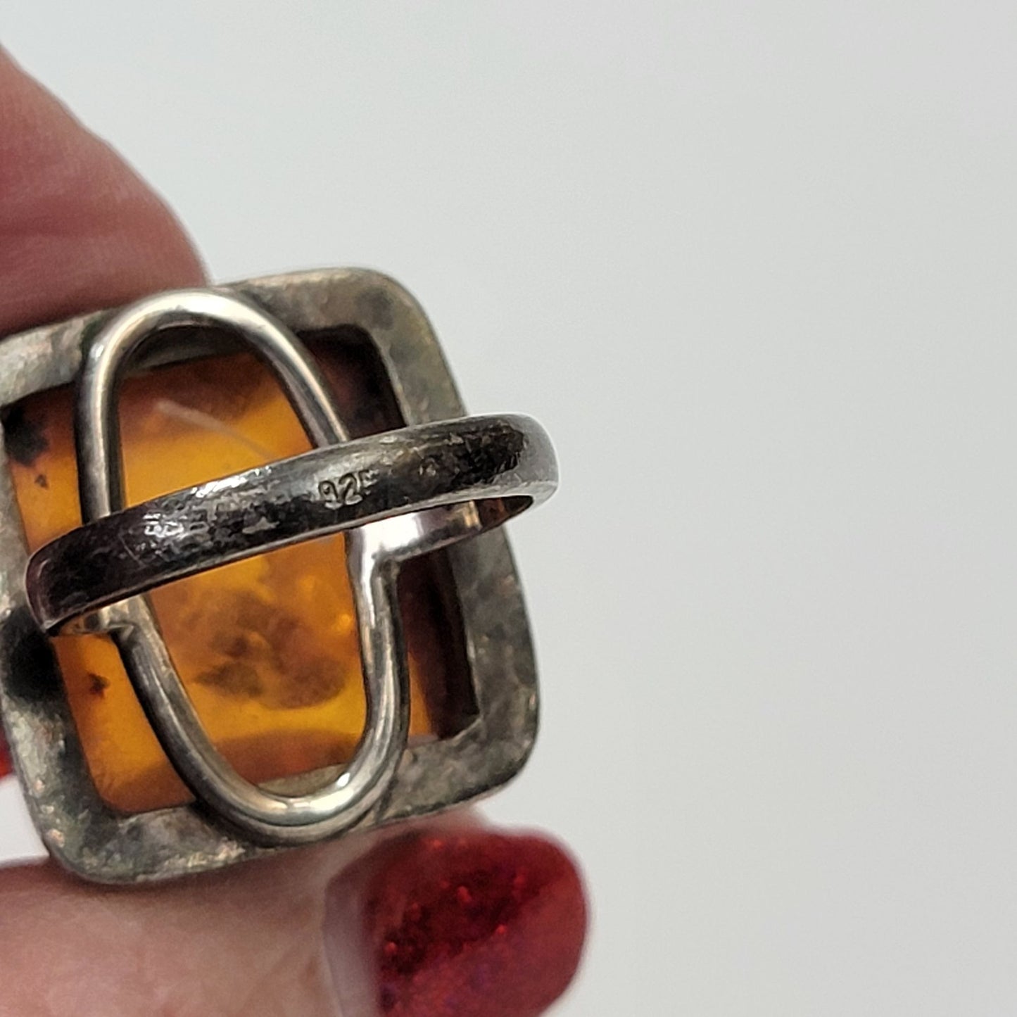 Baltic Amber Square 925 Sterling Silver Ring