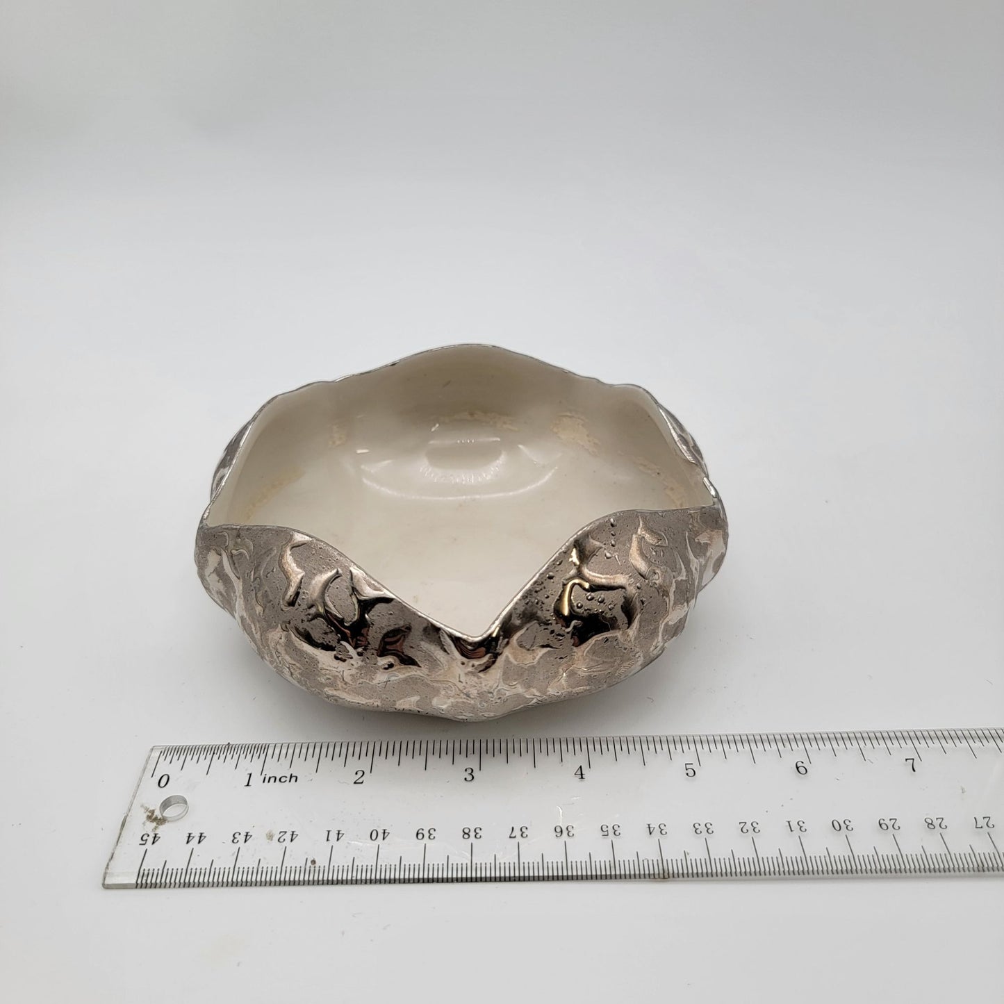 Weeping Silver Bowl With Scalloped Edge