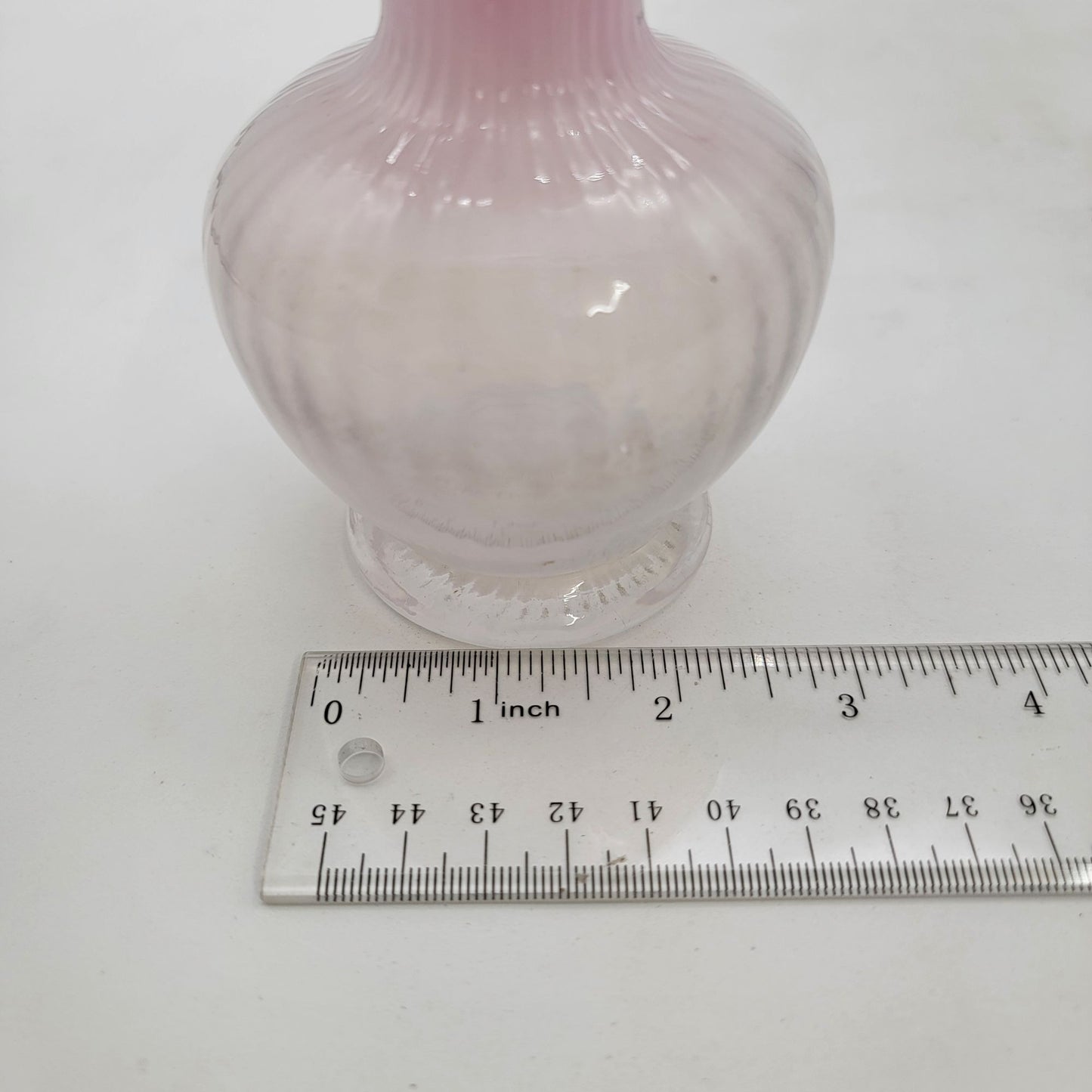 Victorian Ruffled Ombre Pink Art Glass Vase