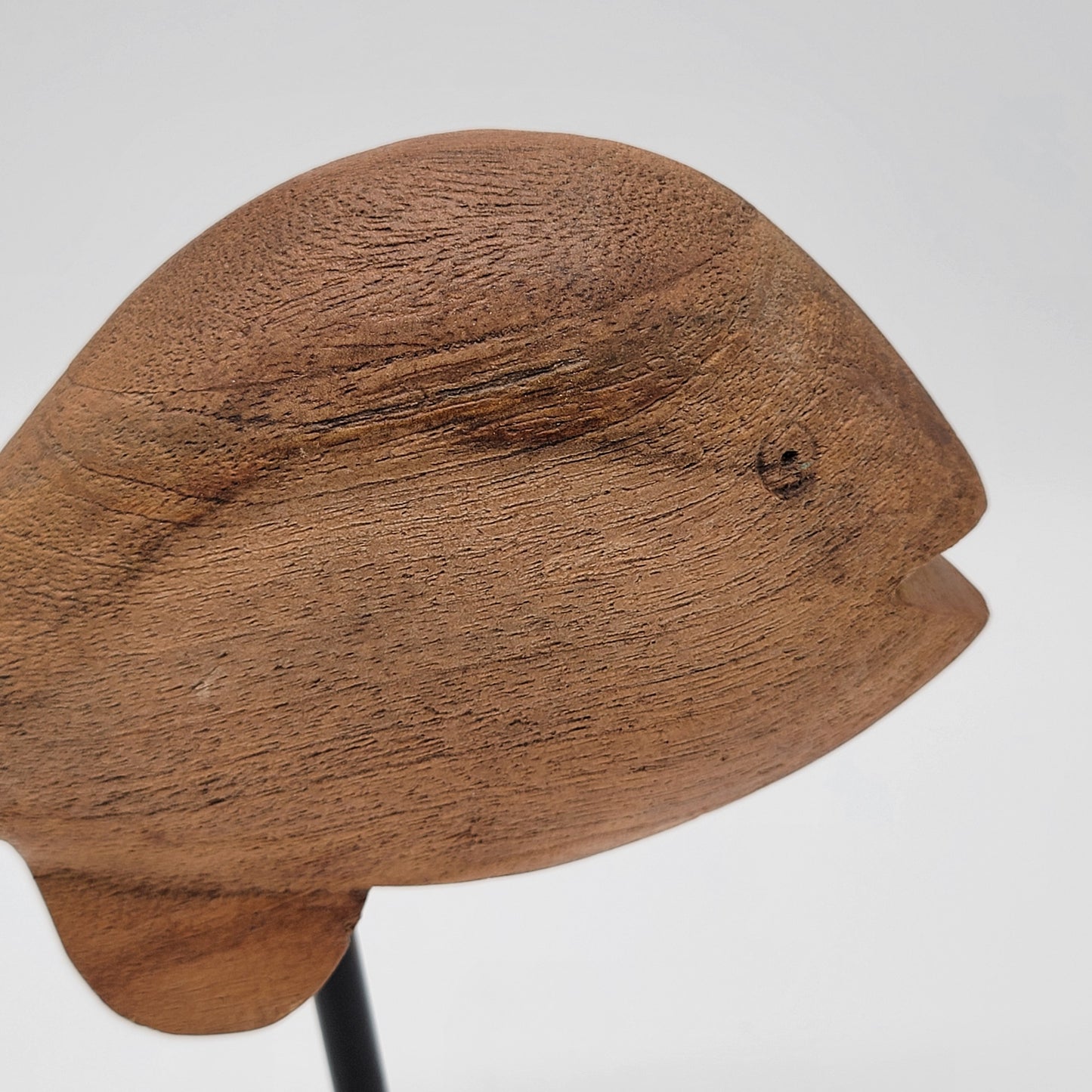 Carved Wood Fish Sculpture on Marble Base