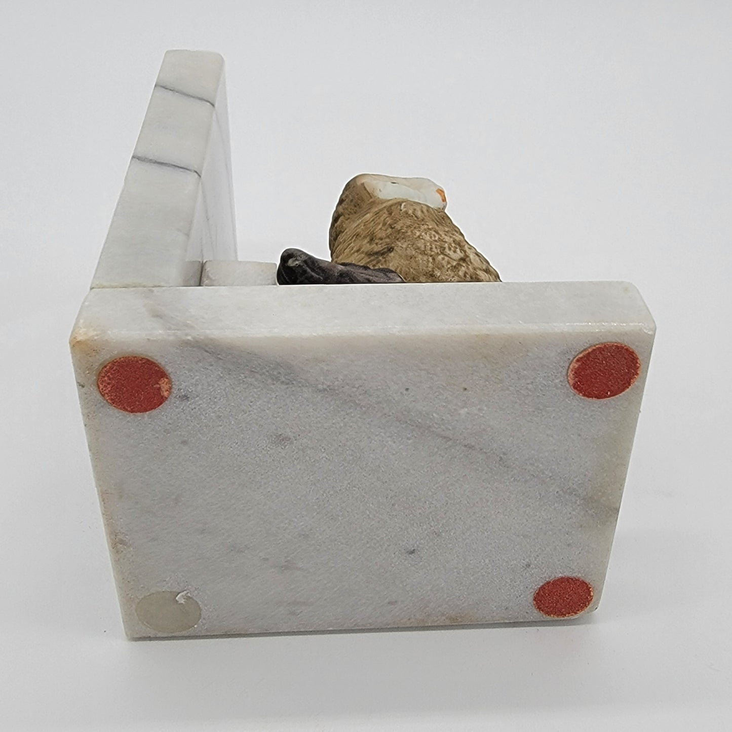 Vintage Marble Bookend with Ceramic Owl