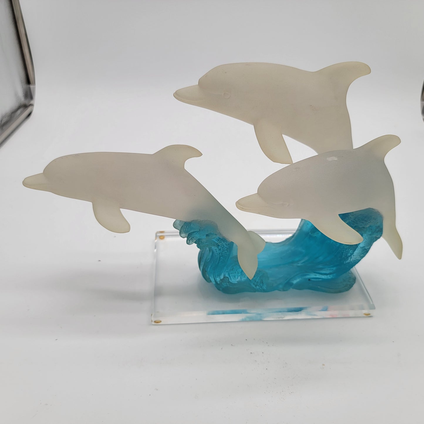 Frosted Lucite Dolphin Sculpture