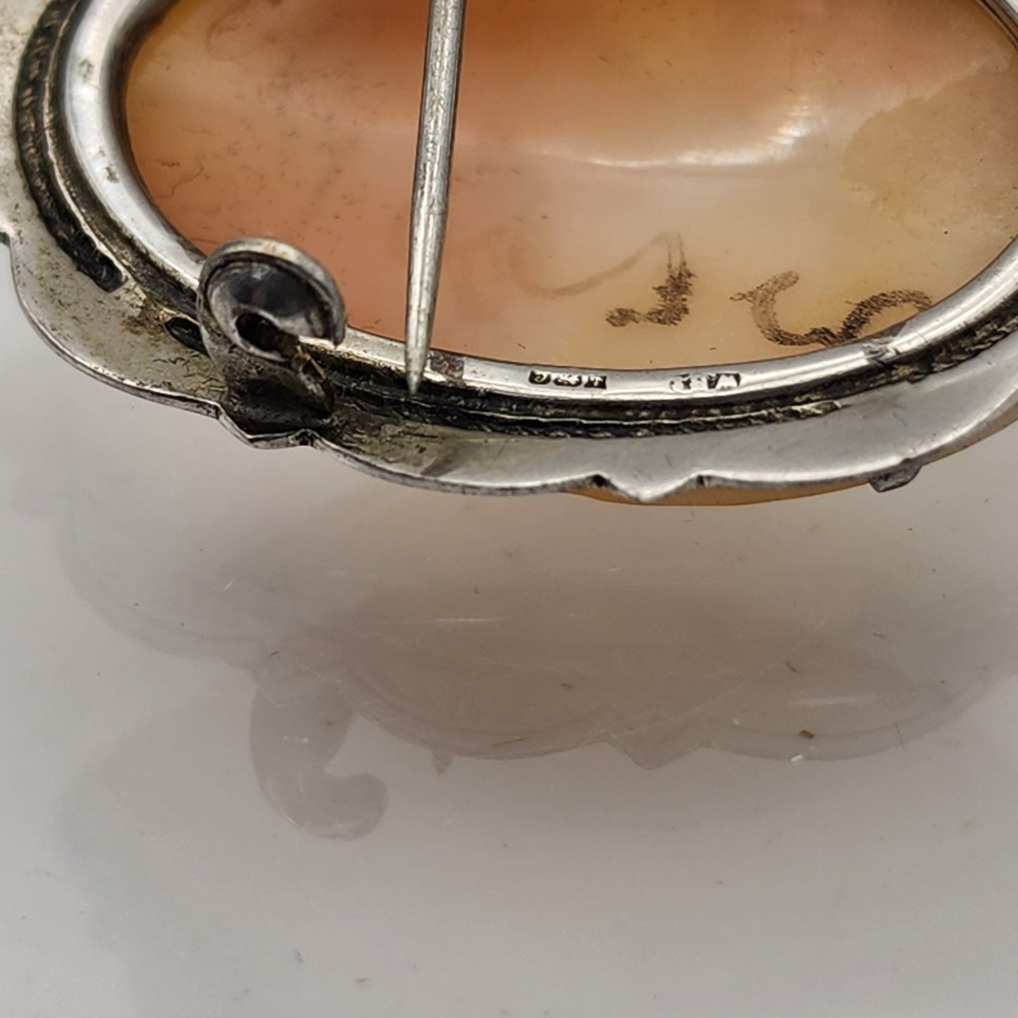 Cameo Silver Brooch Hallmarked - as found