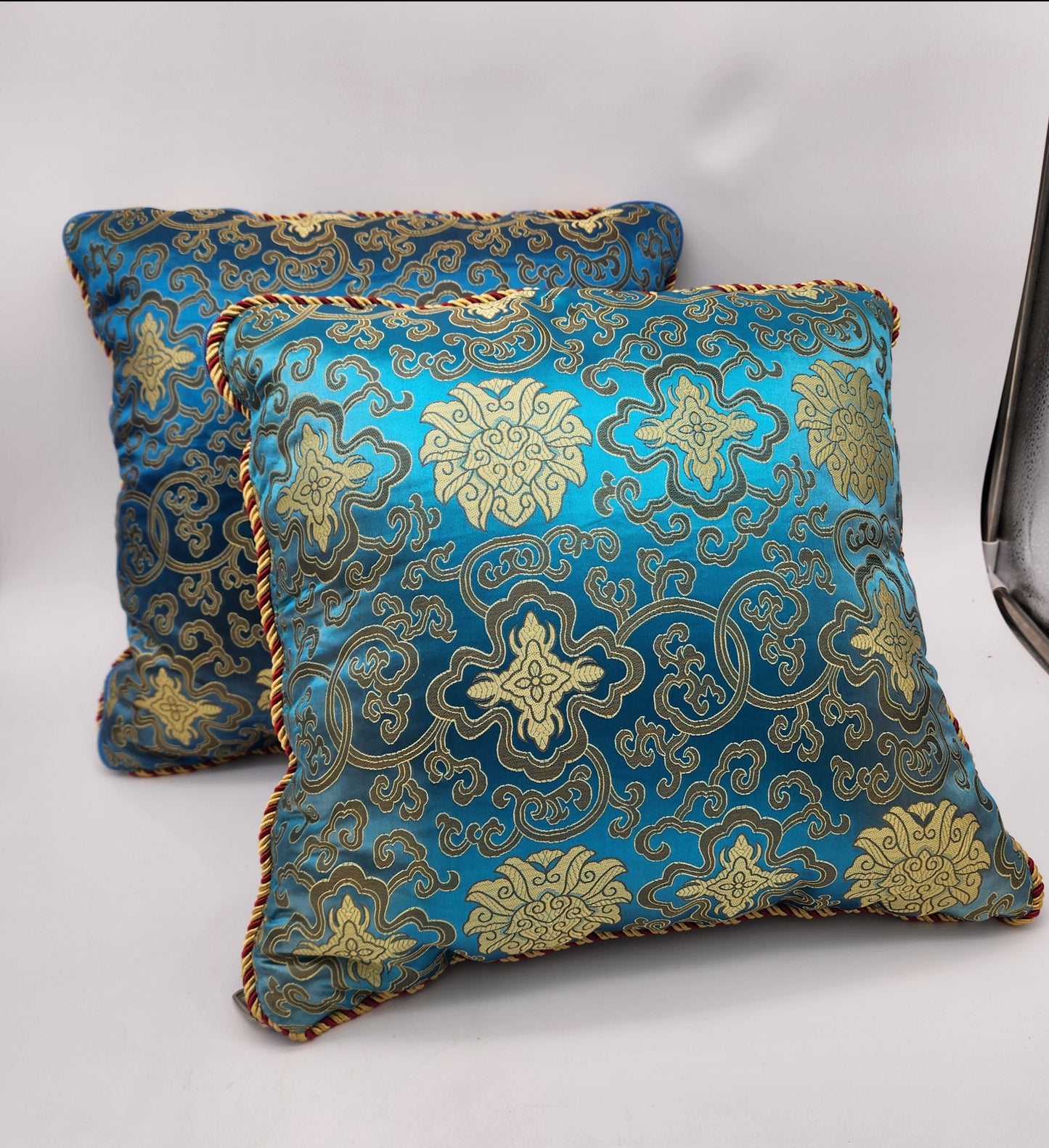 Pair of Asian Silk Brocade Pillows