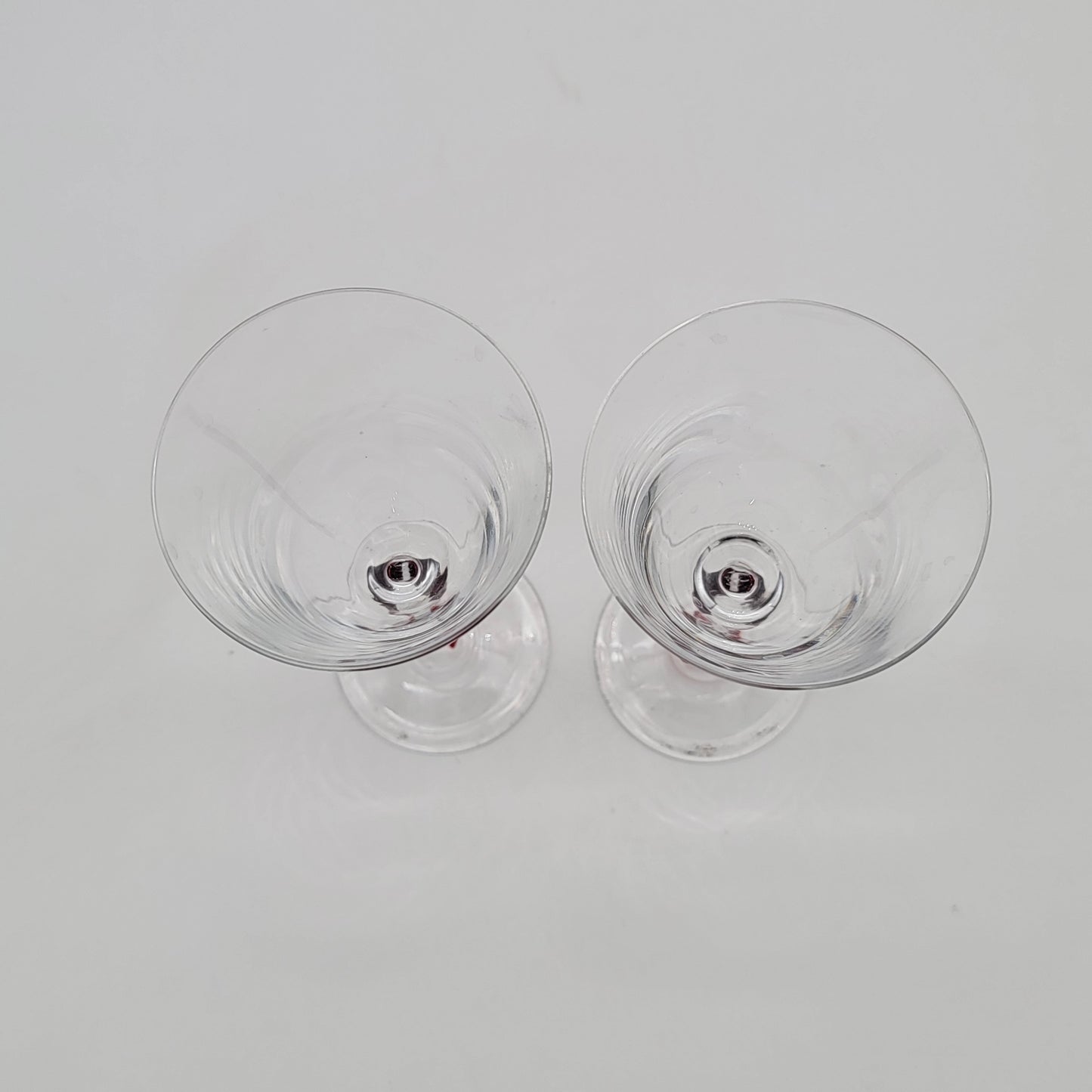 Pair of Cristal D'Arques Red Outlined Wine Glasses