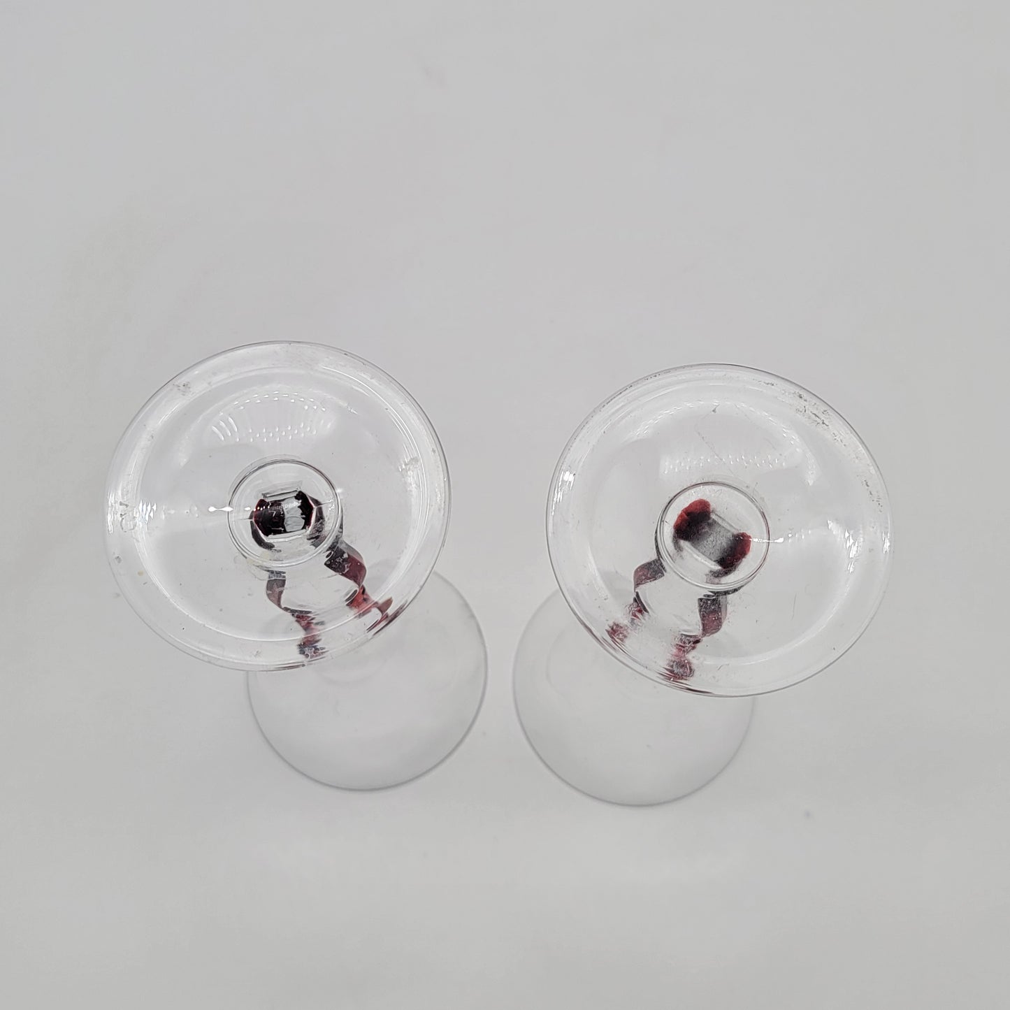 Pair of Cristal D'Arques Red Outlined Wine Glasses