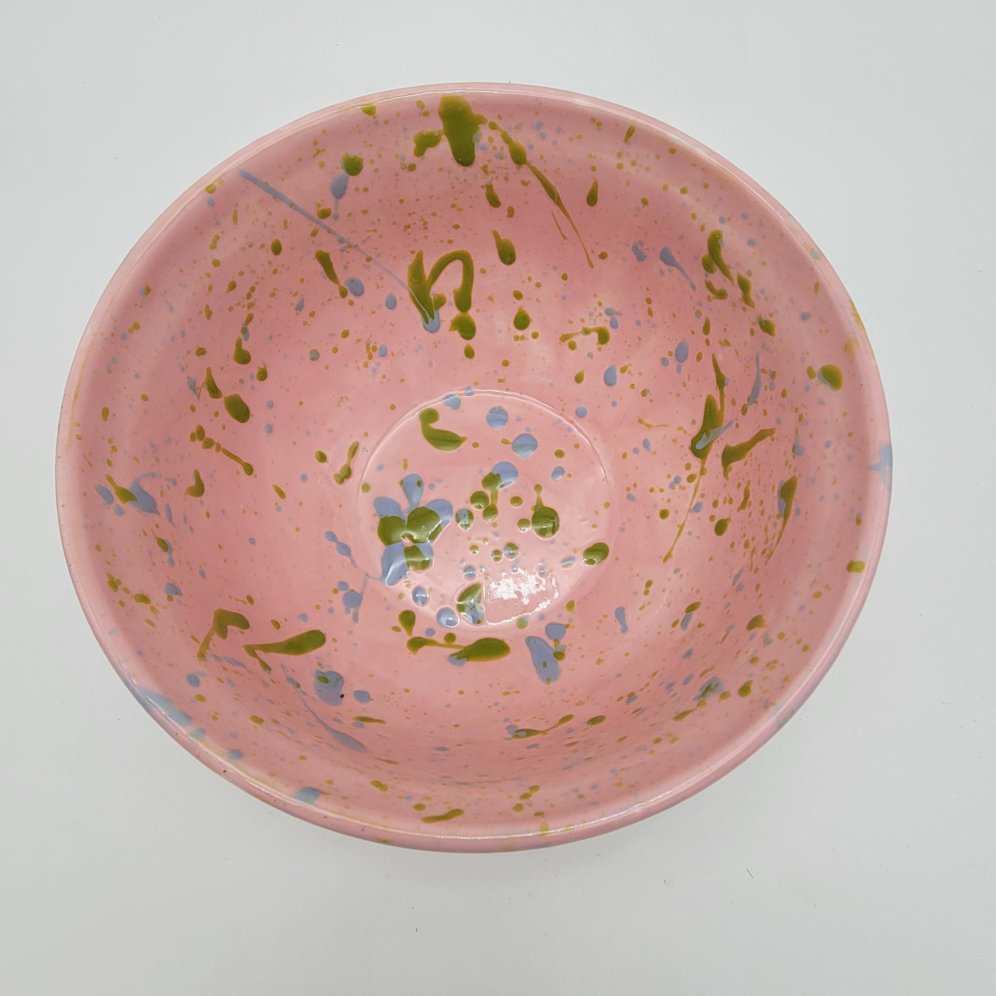 Handmade Pink Splatter Paint Pottery Bowl
