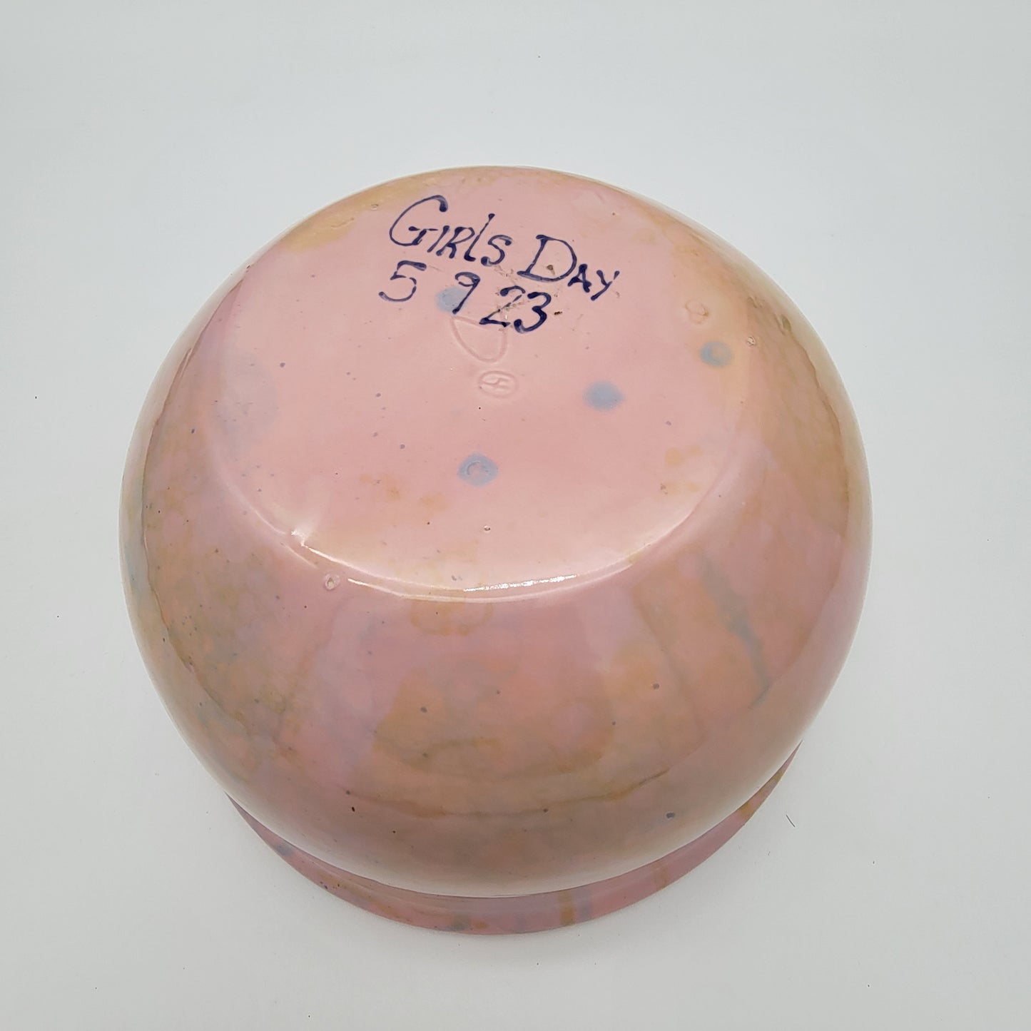 Handmade Pink Splatter Paint Pottery Bowl