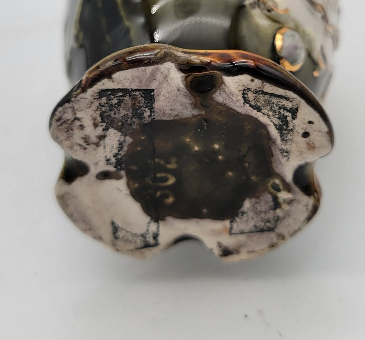 Antique Majolica Pottery Vase with Handles
