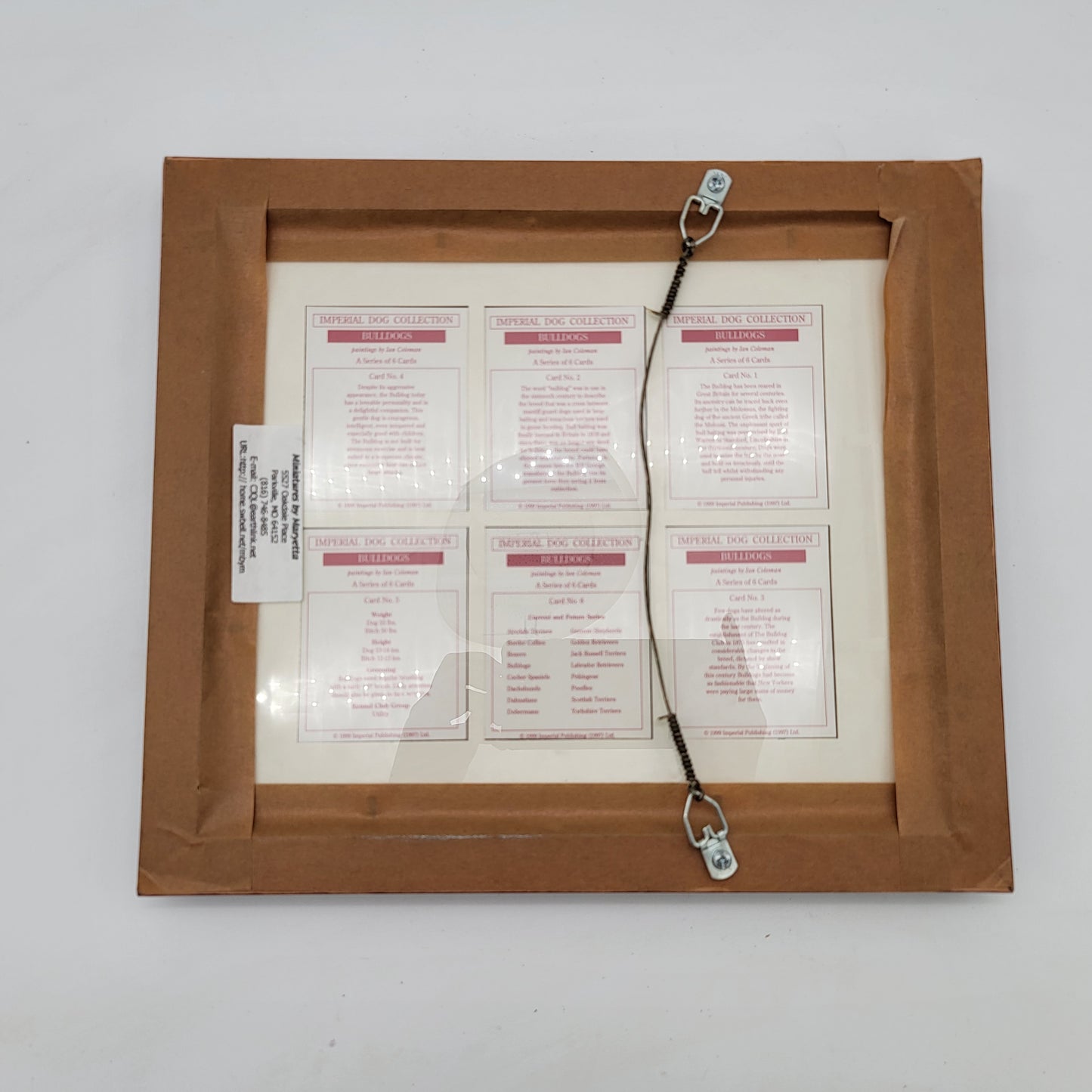 Framed Bull Dog Collection Series of 6 Cards