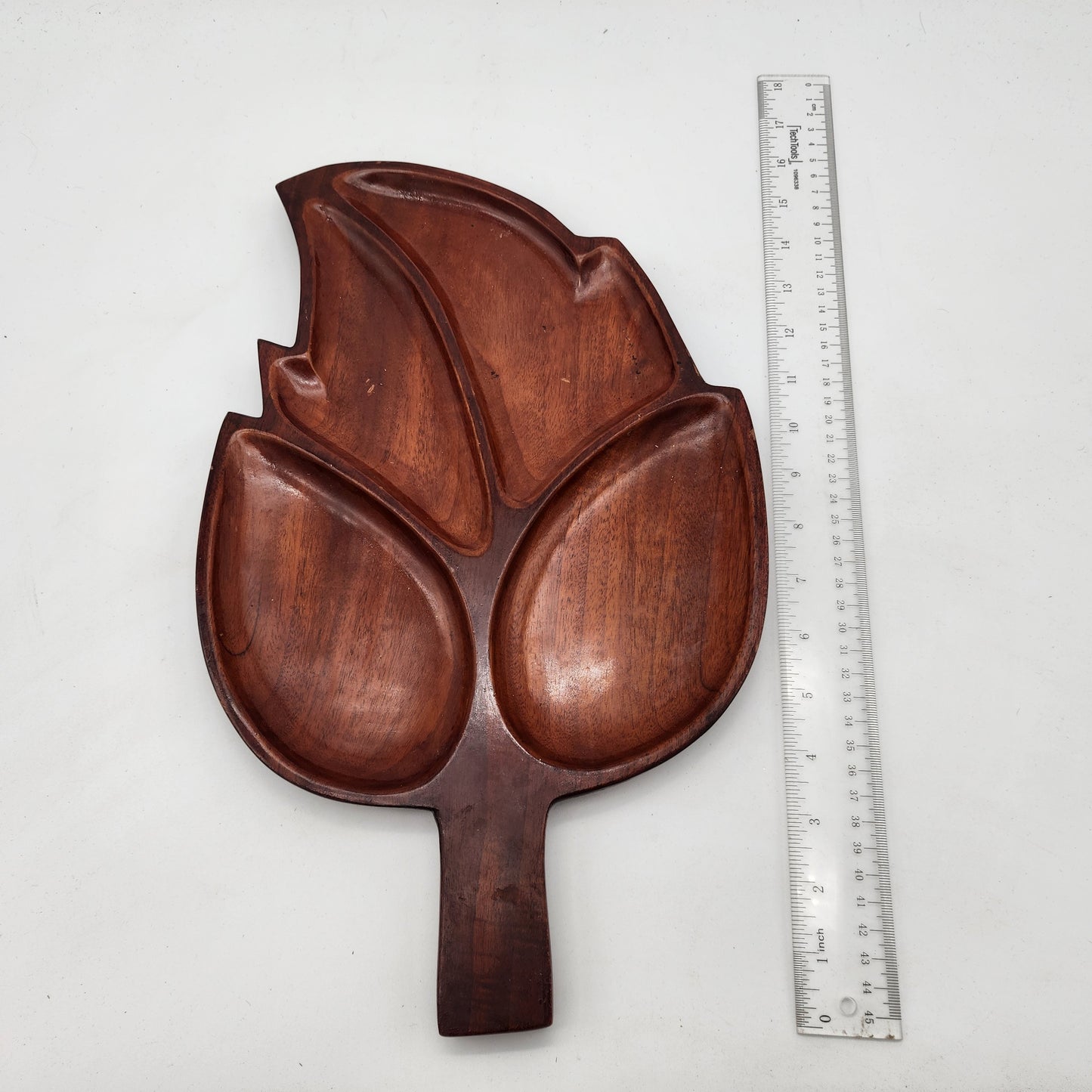 Vintage Mahogany Divided Leaf Tray