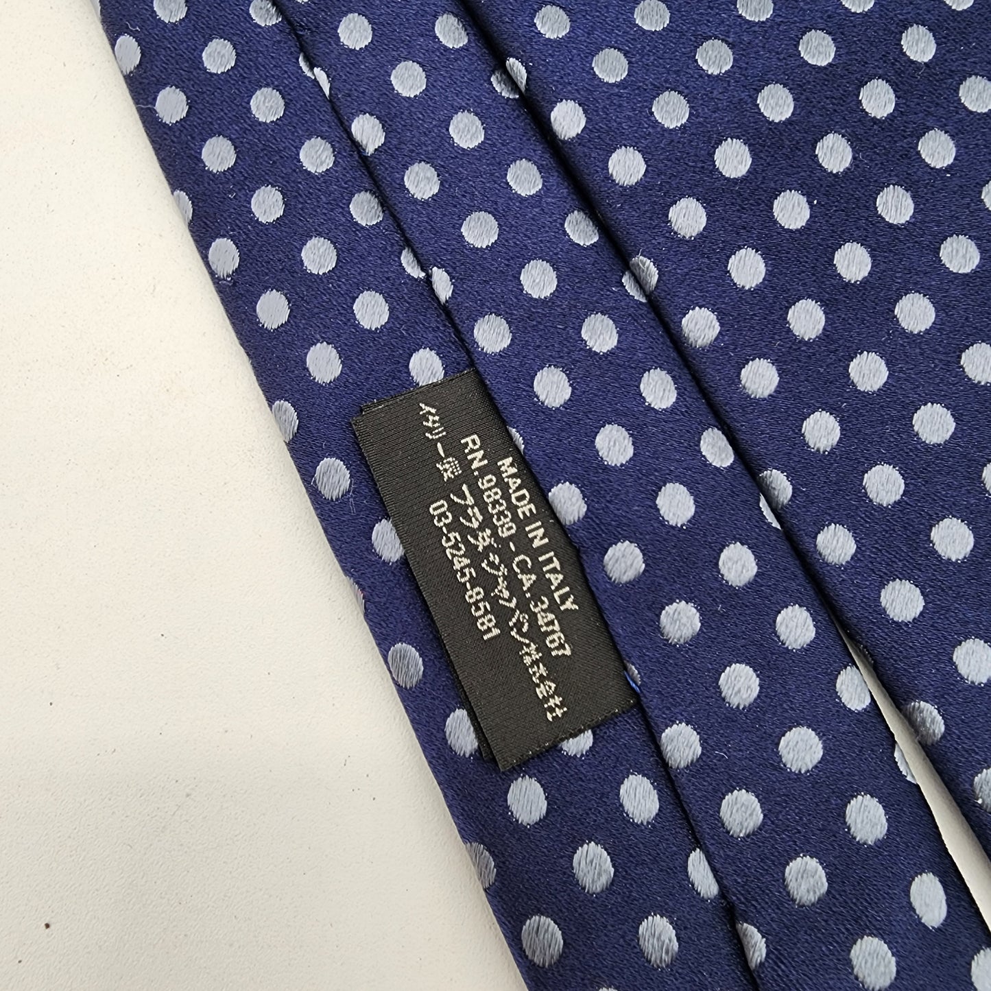 Prada Blue Polka Dot 100% Silk Tie Made in Italy