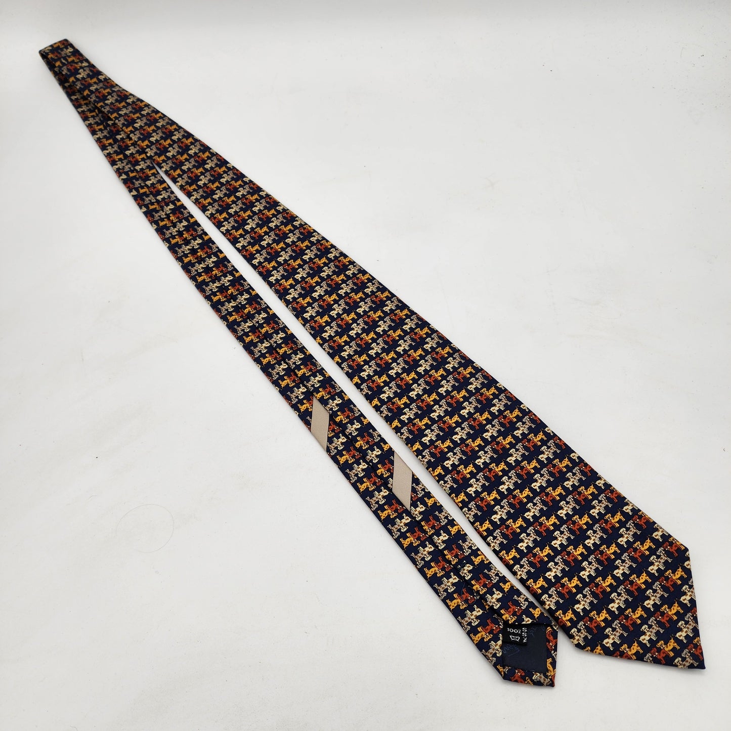 Salvatore Ferragamo 100% Silk Tie with Dogs