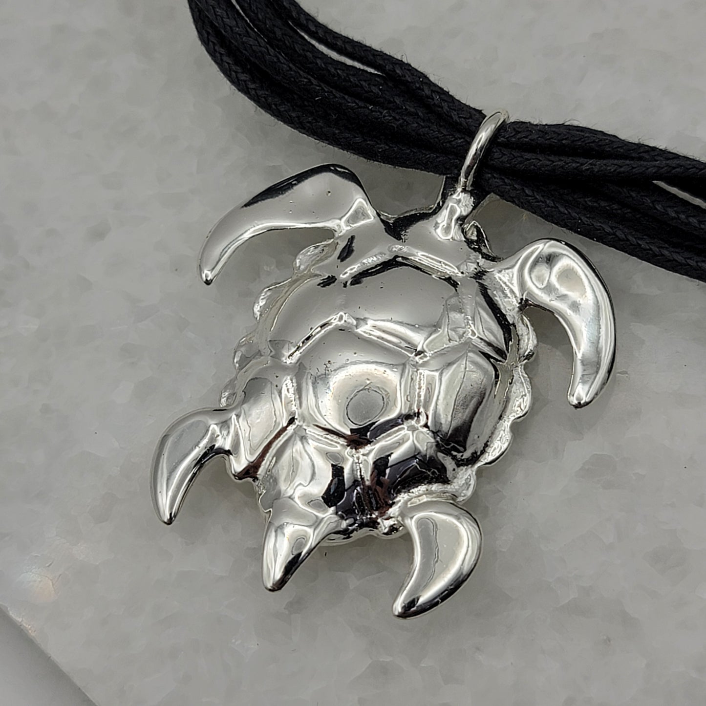 Gold and Silver Tone Sea Turtle Pendant on Cord Necklace