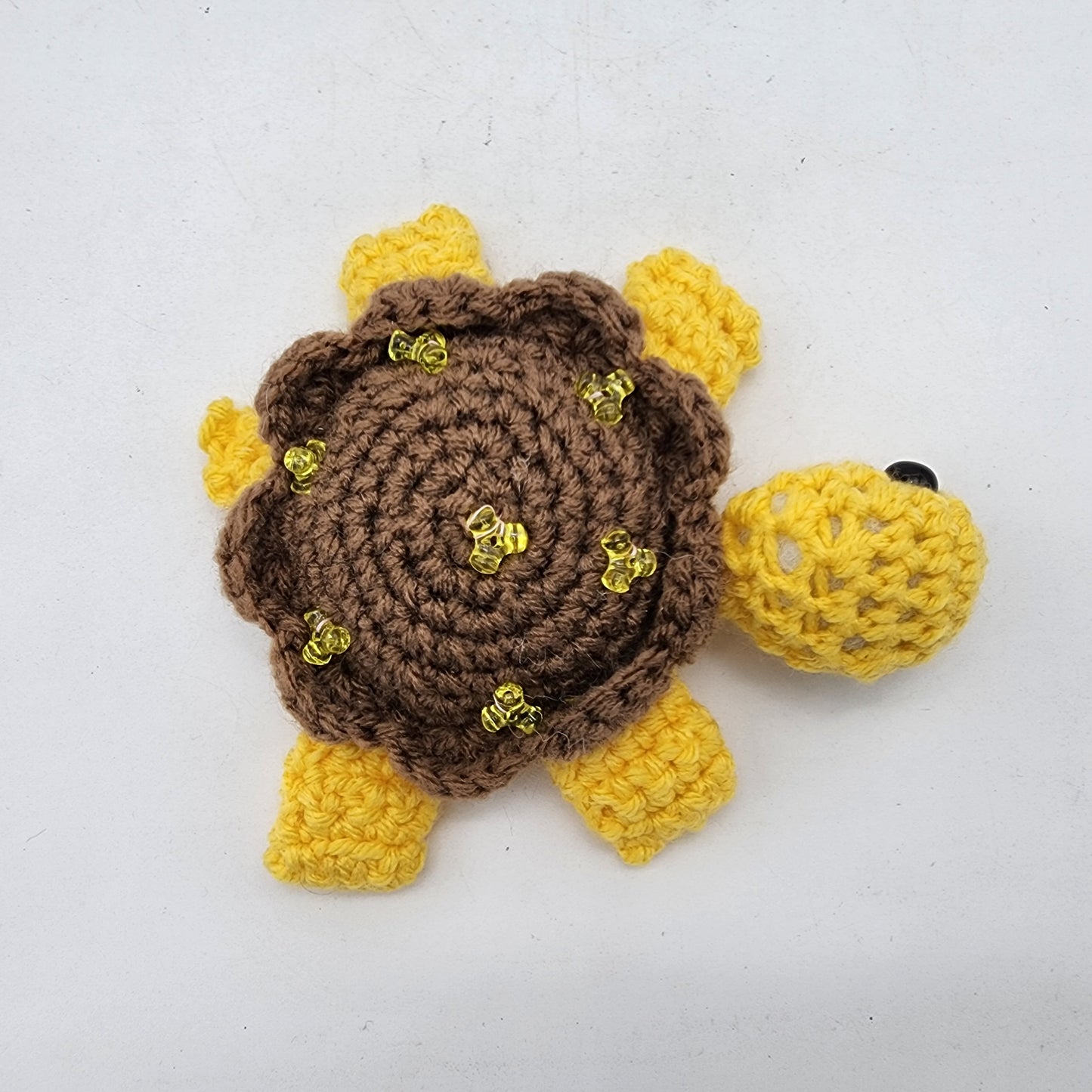 Hand Crocheted Turtle Yellow with Brown Shell
