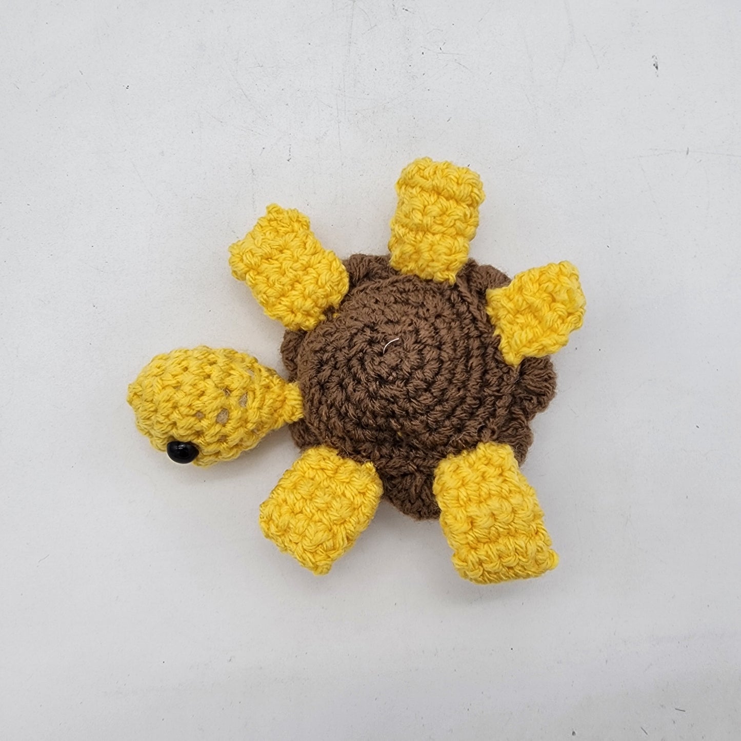Hand Crocheted Turtle Yellow with Brown Shell