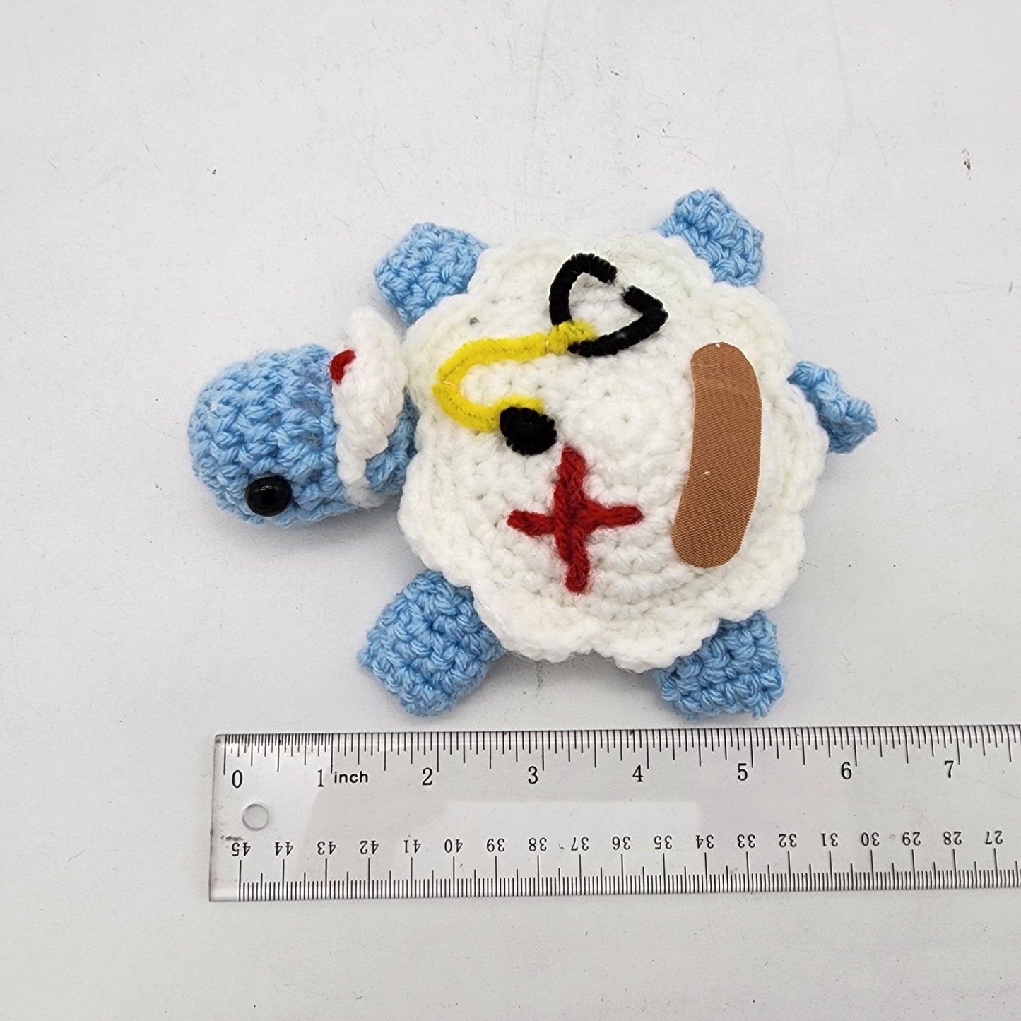 Hand Crocheted Turtle Nurse Light Blue and White