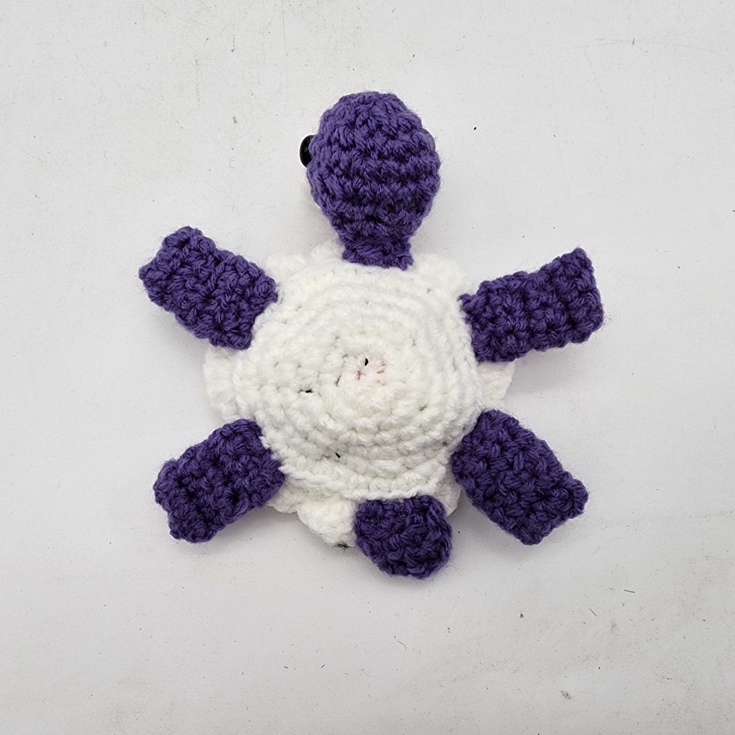 Hand Crocheted Turtle Nurse Purple and White