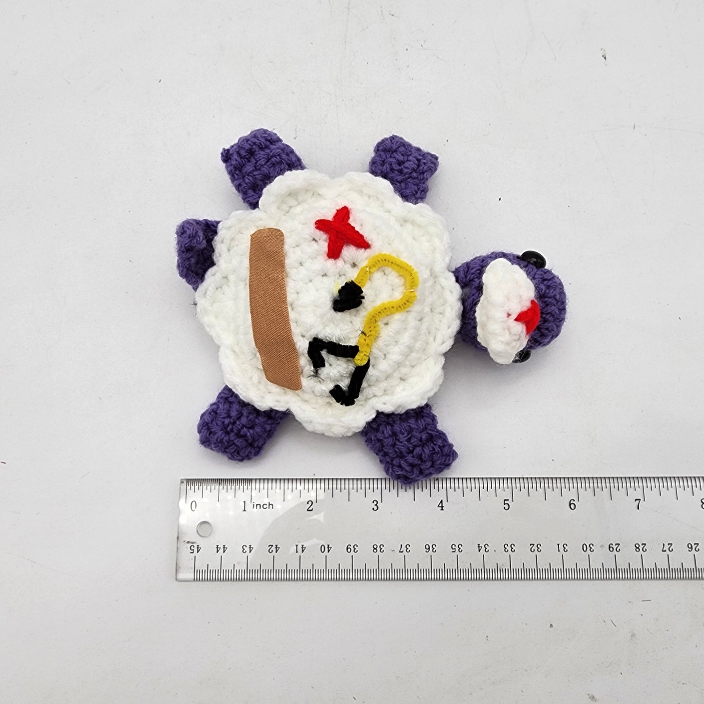 Hand Crocheted Turtle Nurse Purple and White