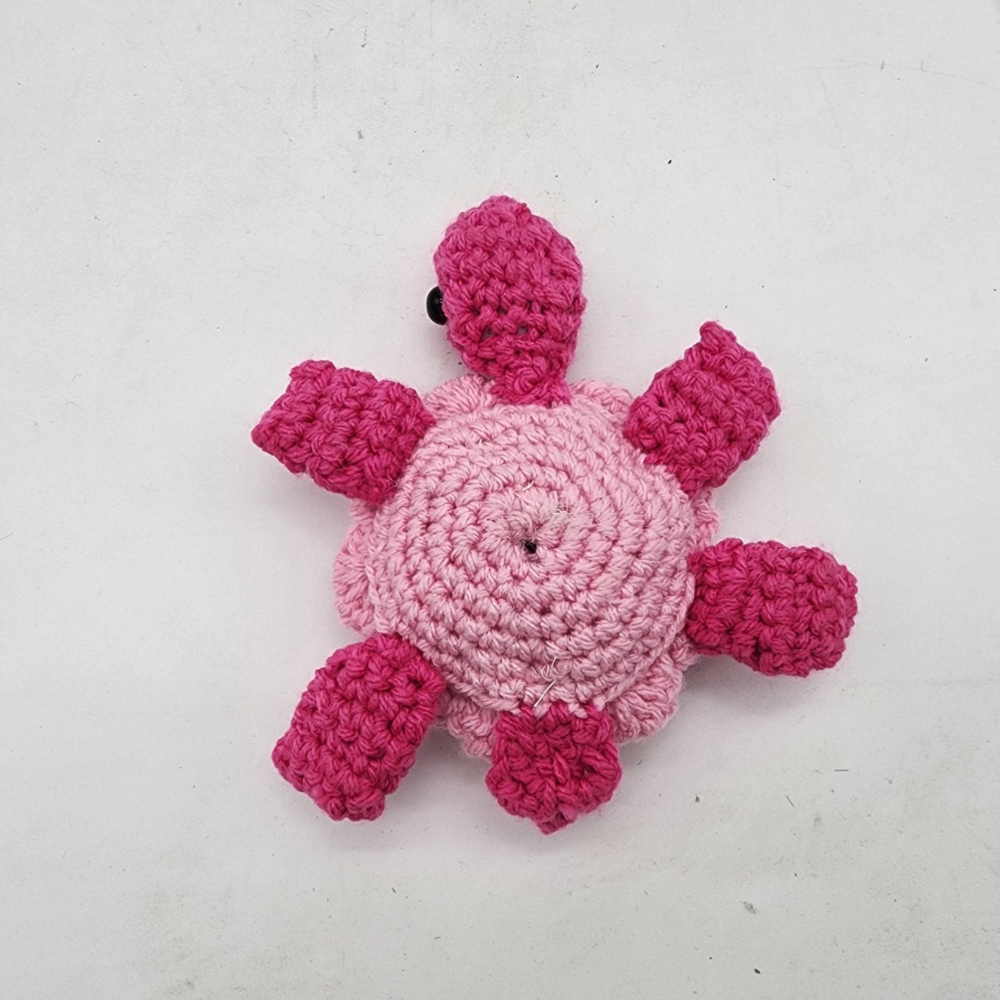 Hand Crocheted Turtle Pink on Pink with Butterfly and Bling