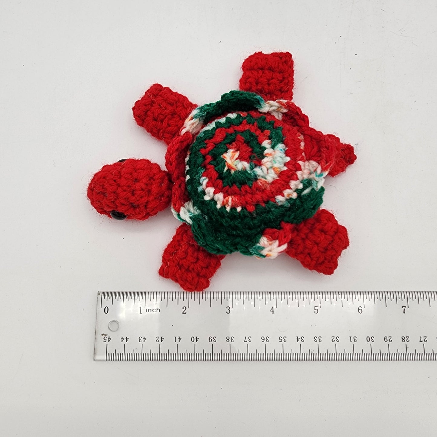 Hand Crocheted Turtle Red Variegated