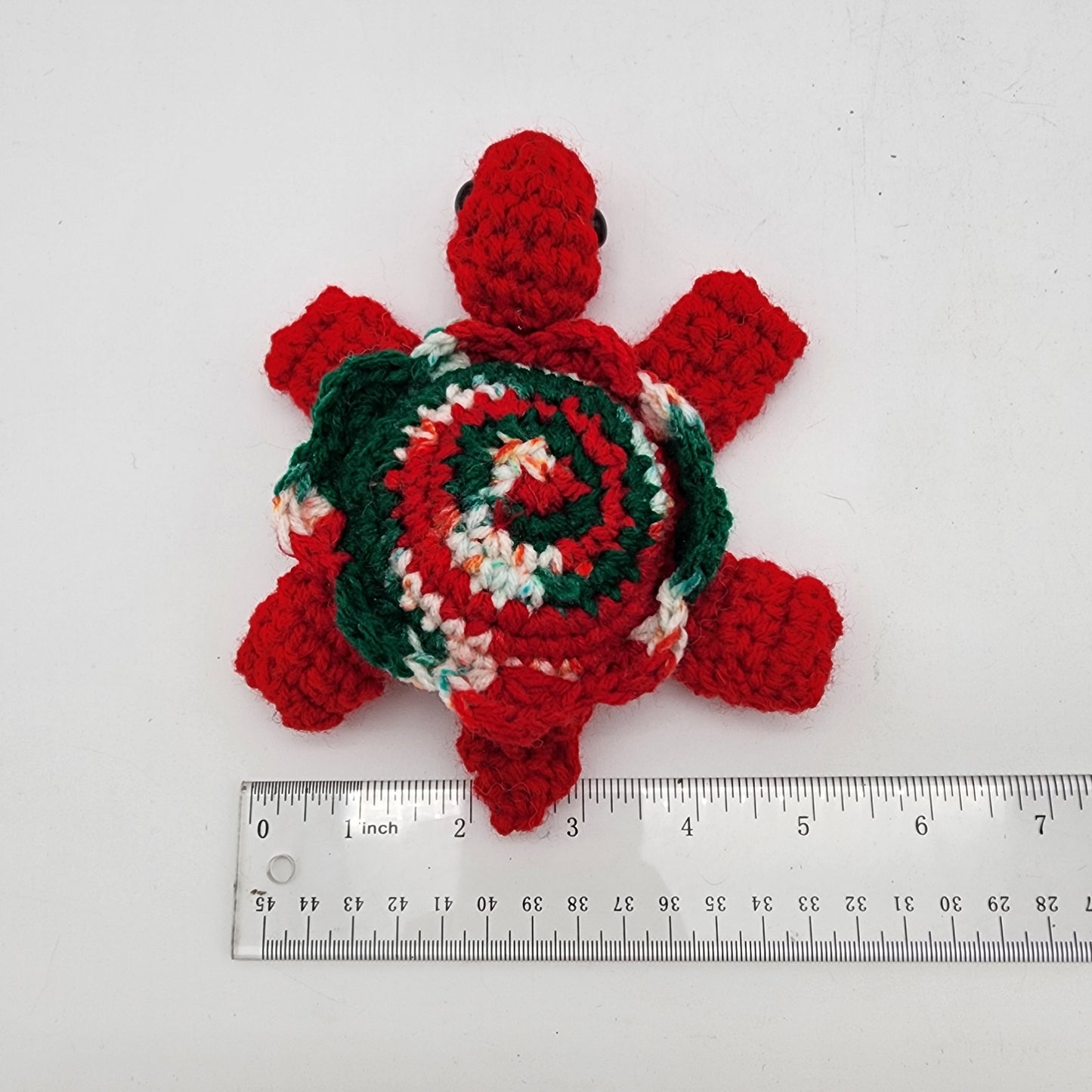 Hand Crocheted Turtle Red Variegated