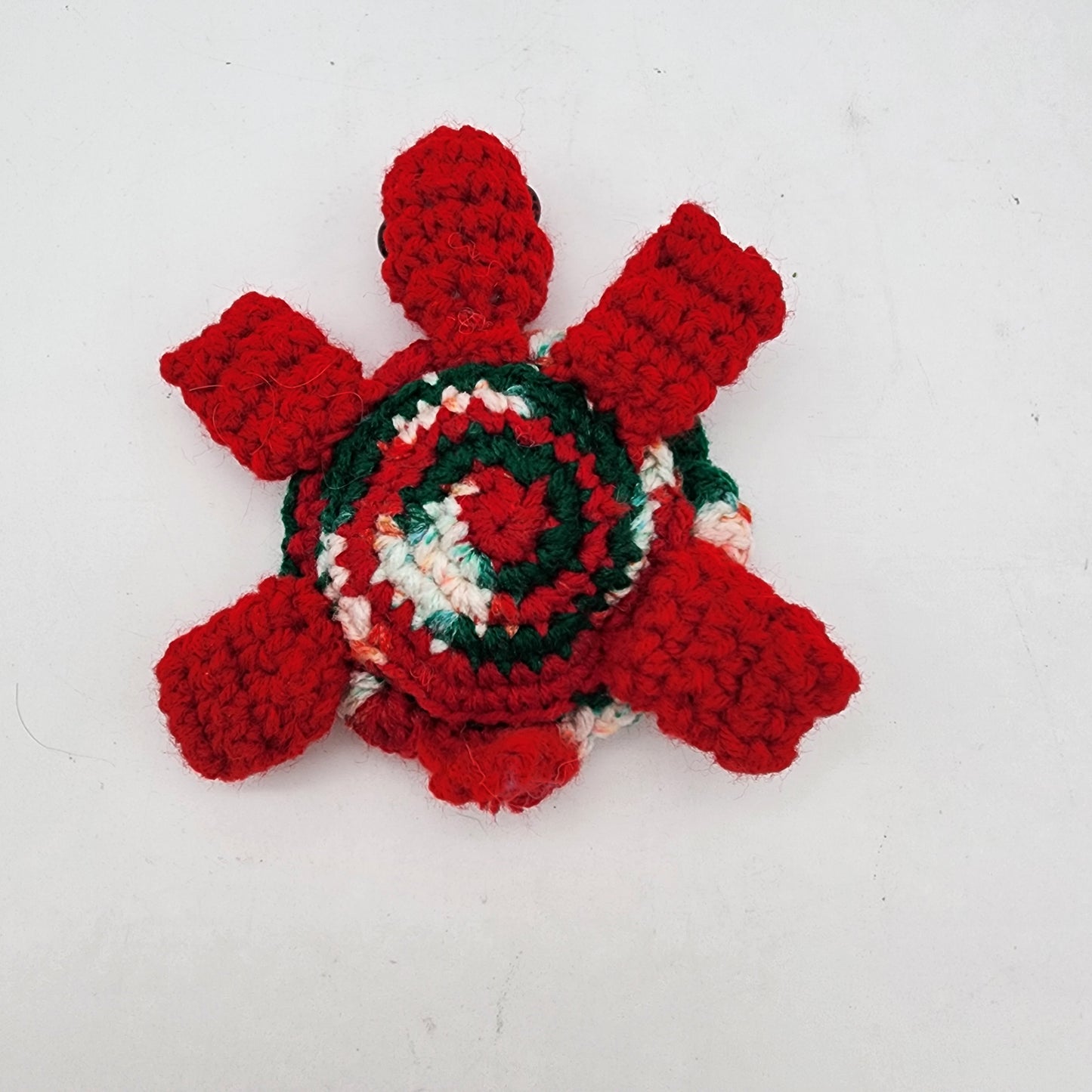 Hand Crocheted Turtle Red Variegated