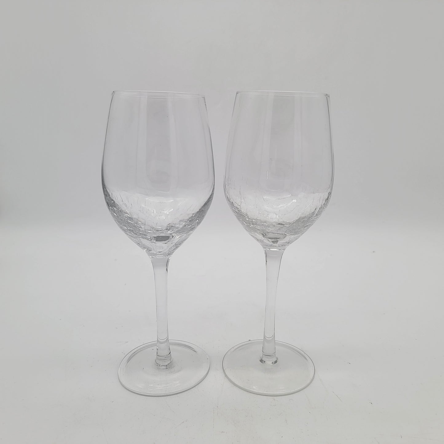 Pair of Pier 1 Crackle Glass Wine Glasses