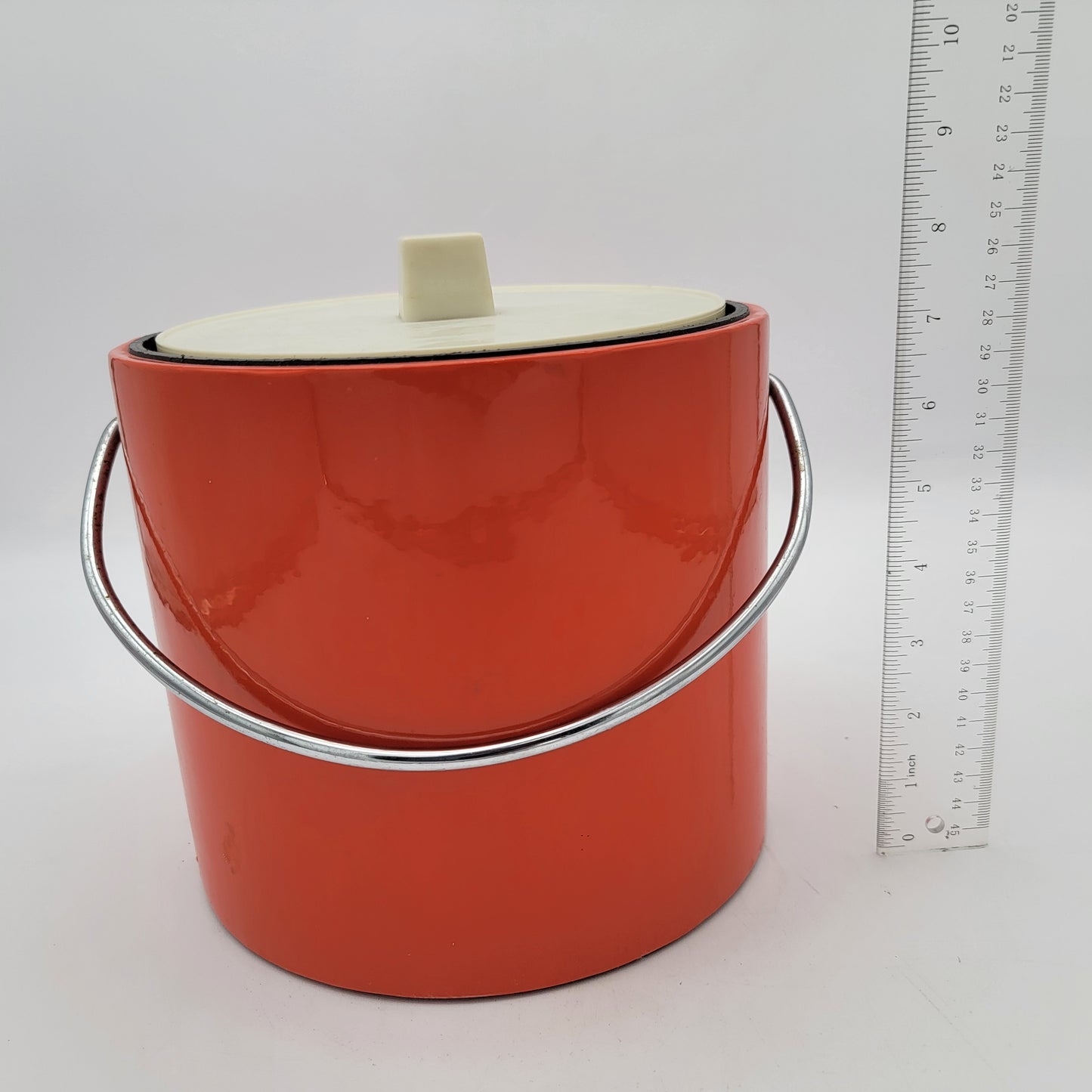Mid Century Orange and White Jack Frost Ice Bucket