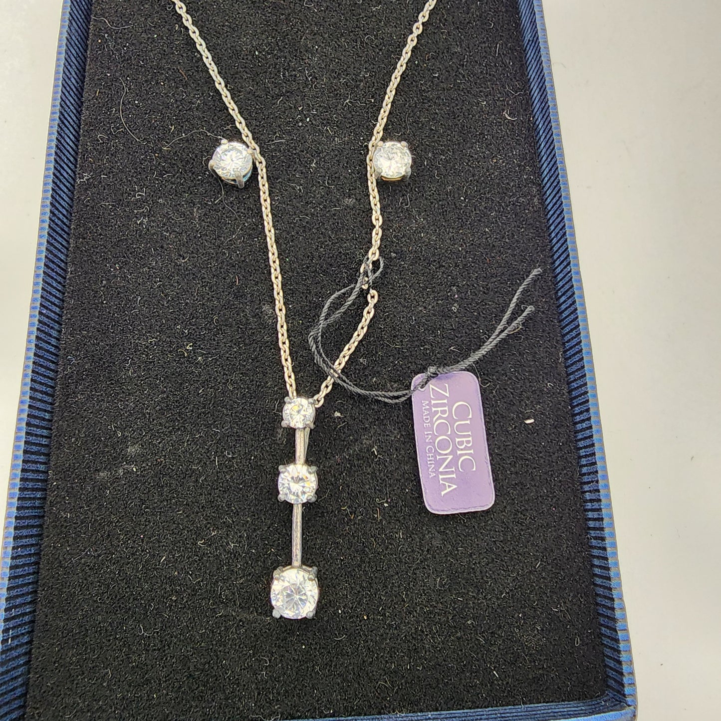Sterling Silver 925 CZ Necklace & Stud Earring Set