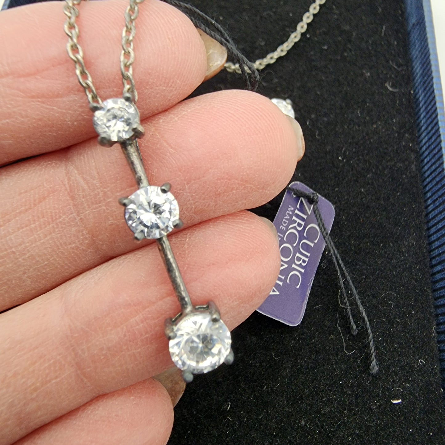 Sterling Silver 925 CZ Necklace & Stud Earring Set