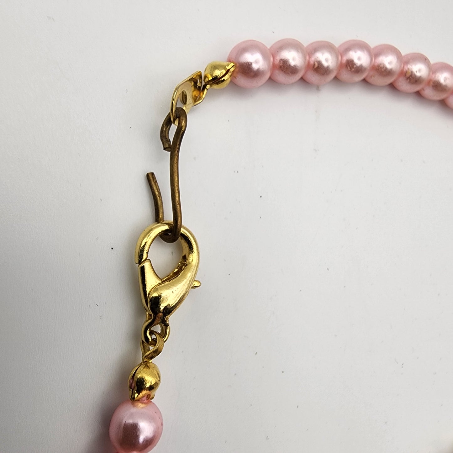 Vintage Pink Faux Pearl Necklace and Earrings