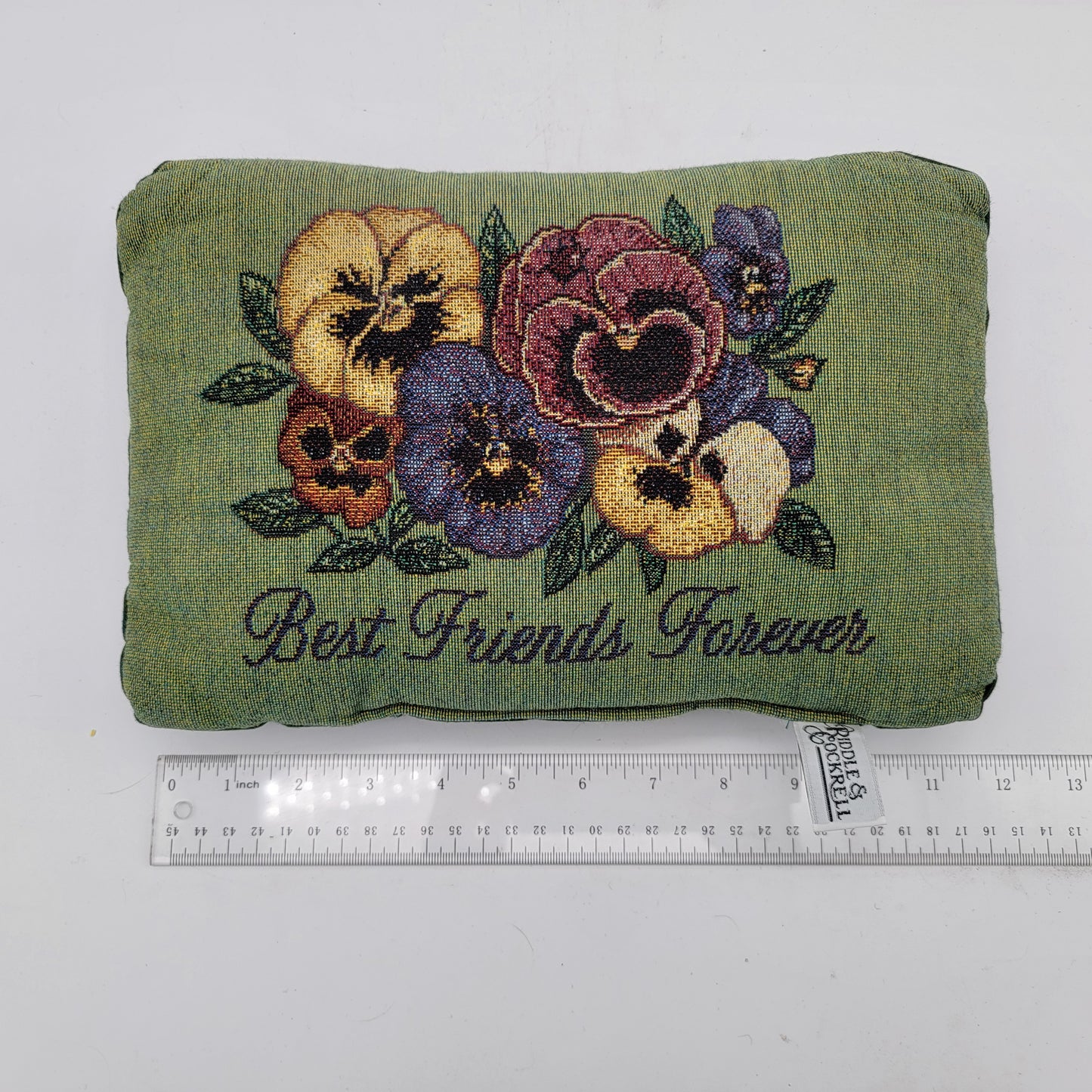 Vintage Best Friends Violets Pansies Riddle & Cockrell Pillow