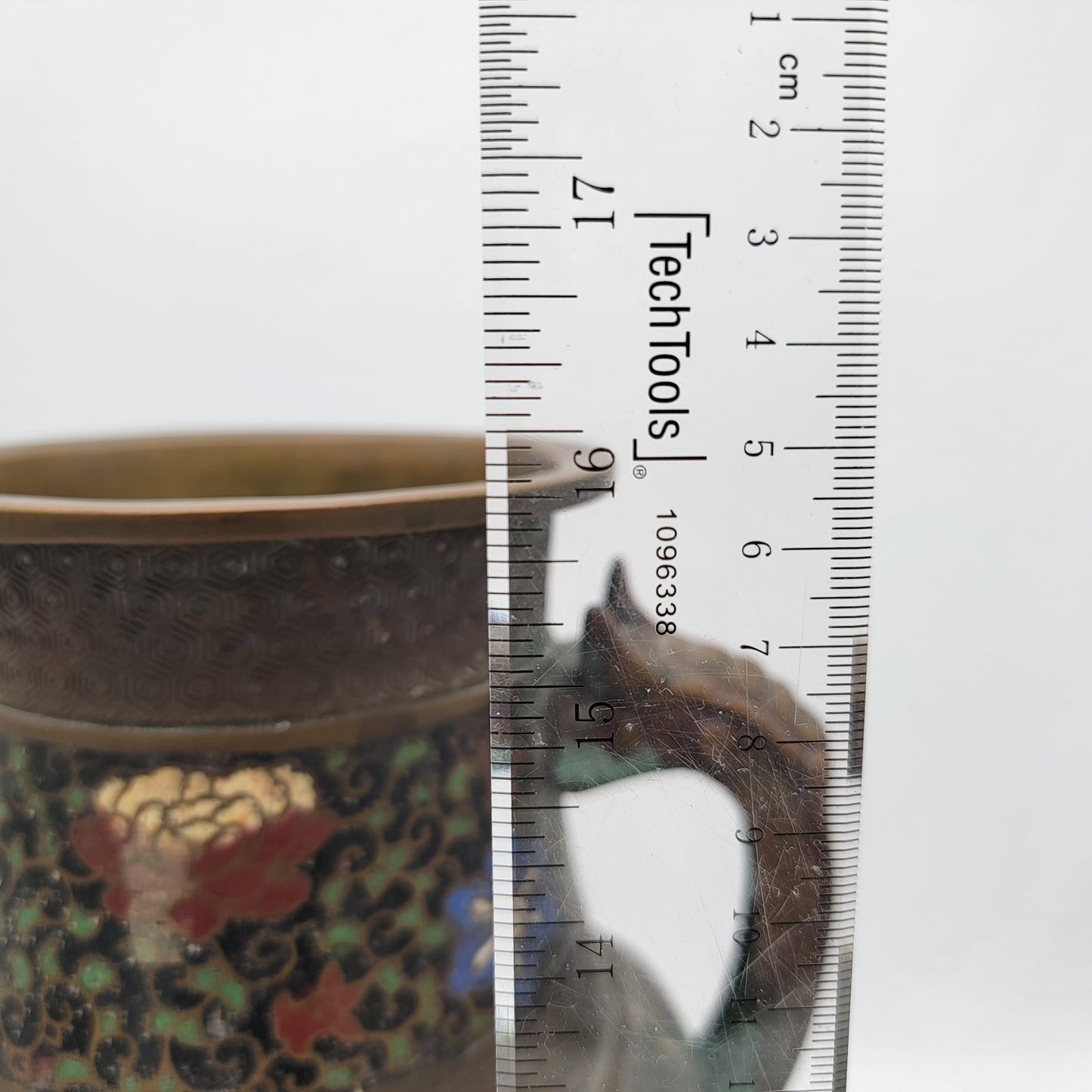 Antique Qing Dynasty Champleve Bronze Vase with Dragon Head Handles