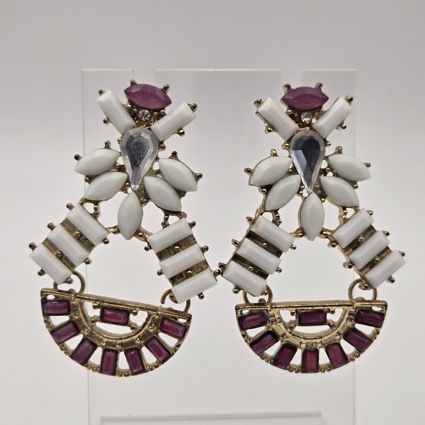 Rhinestone Deco Look Drop Earrings