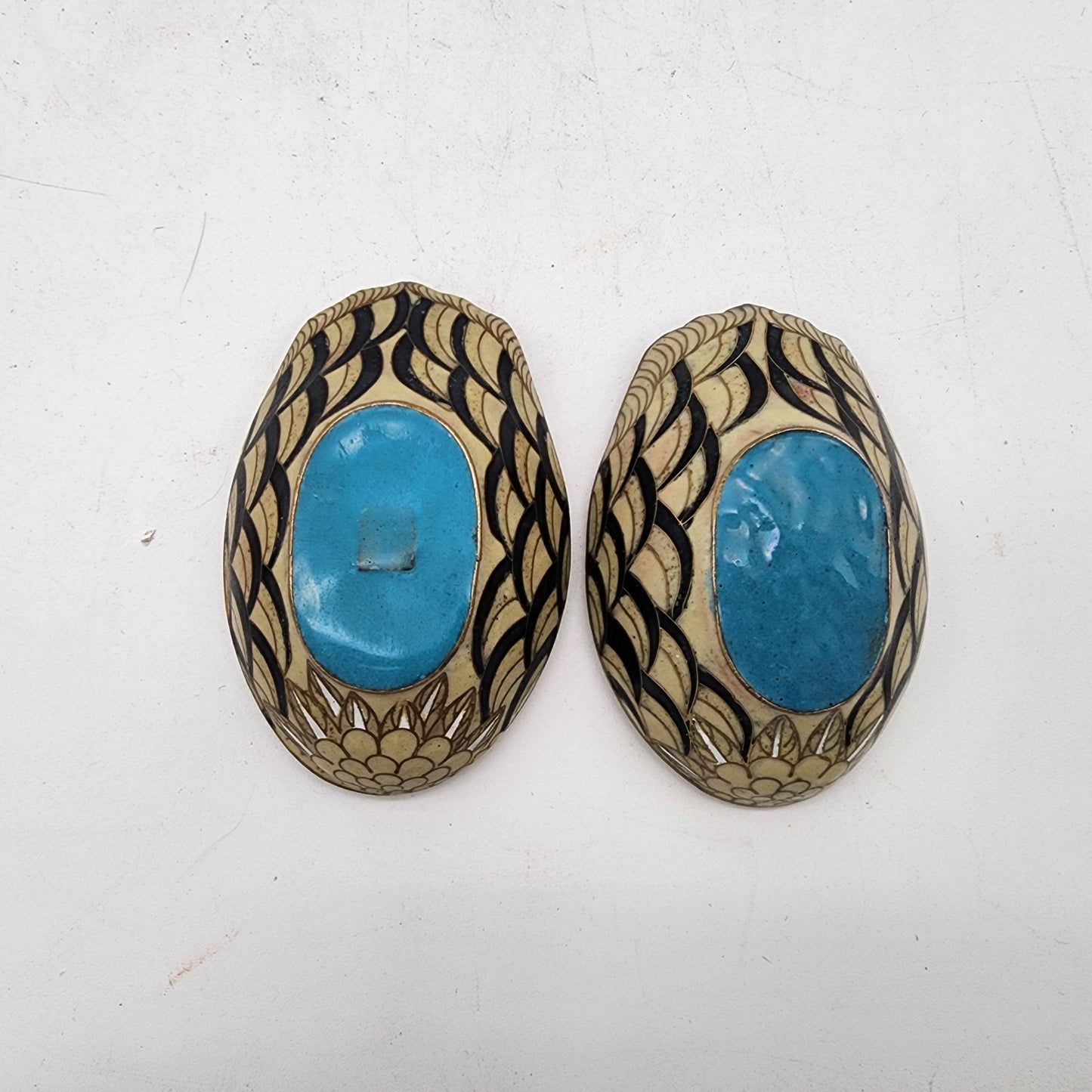Antique Late 19th Century Pair of Cloisonne Quail Boxes