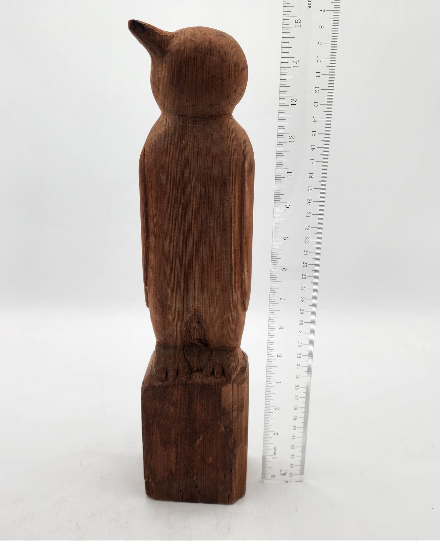 Carved Wood Penguin Sculpture