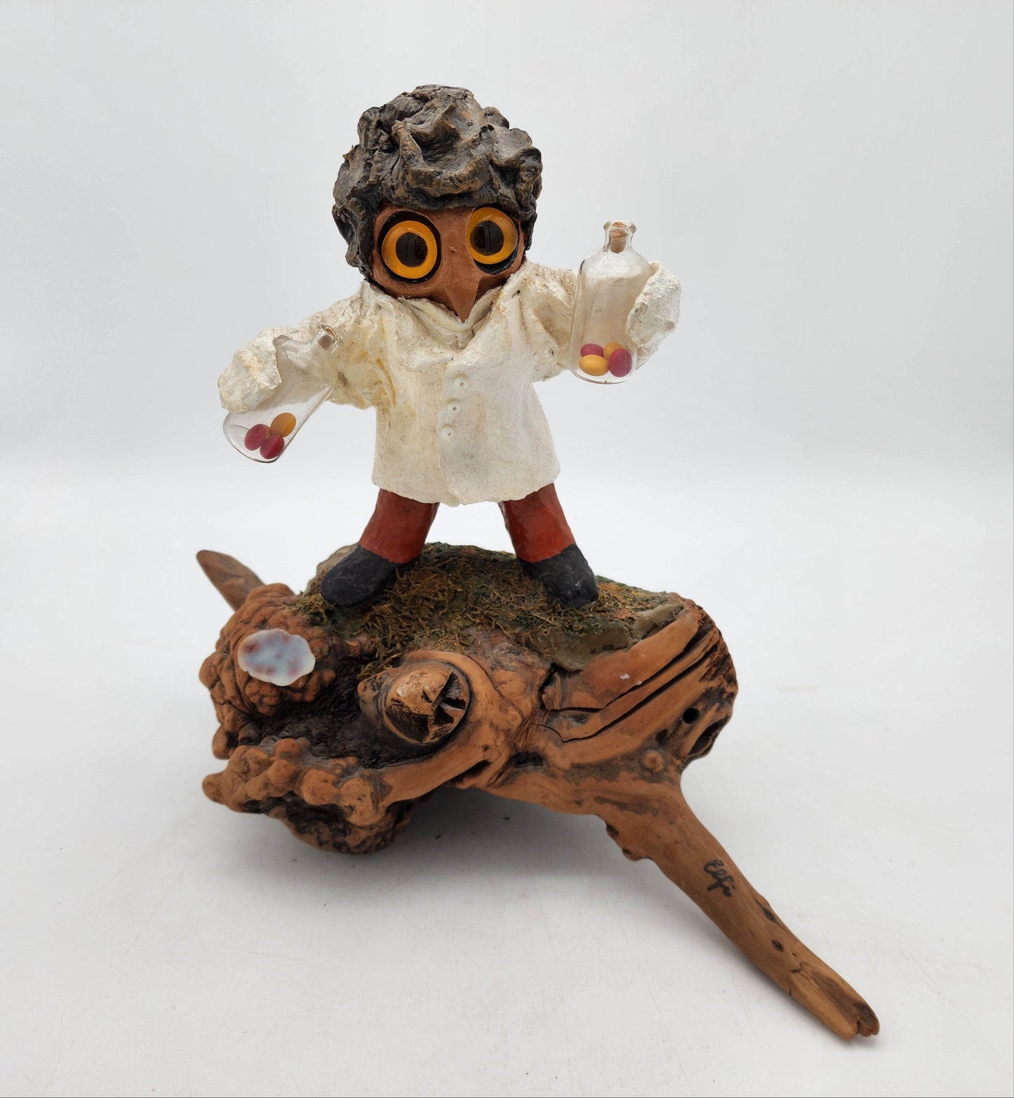 Vintage Owl Sculpture on Driftwood